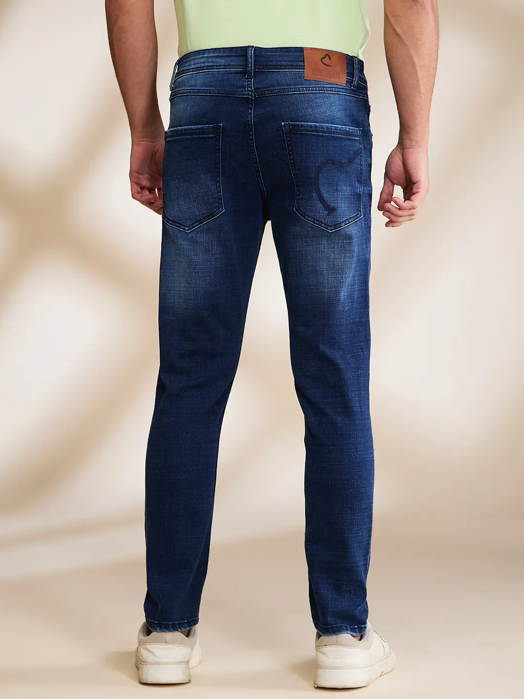 Dark Blue Cropped Fit Denims For Men By Being Human Clothing - Image 3