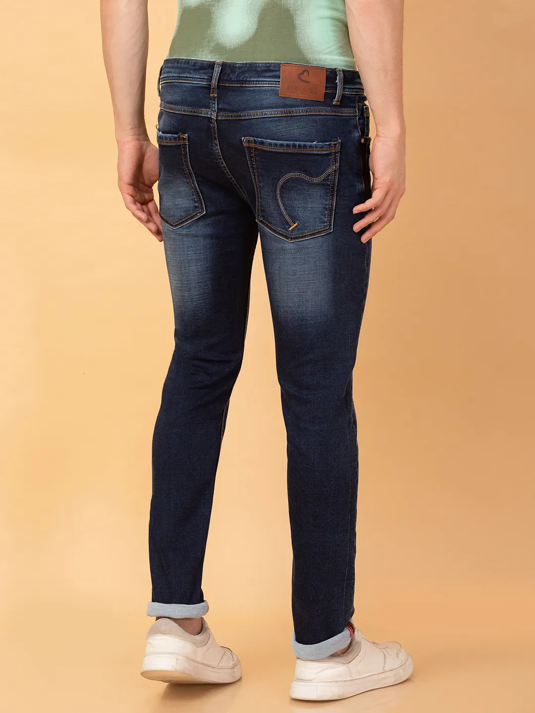 Dark Blue Slim Fit Denims For Men By Being Human Clothing - Image 3