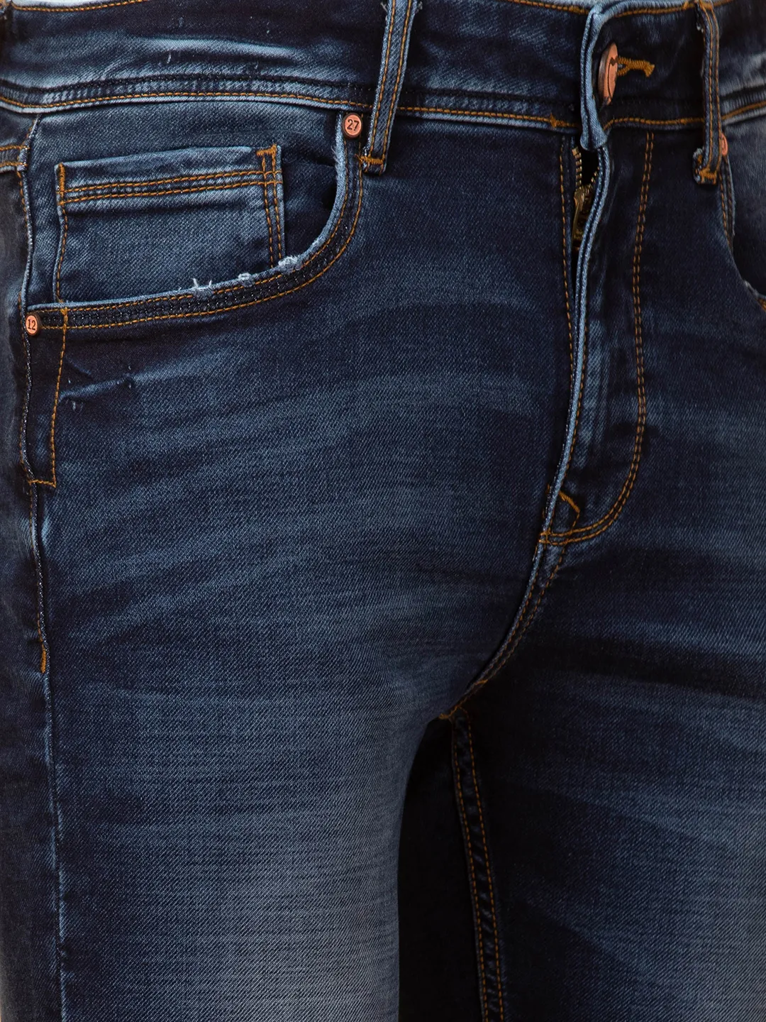 Dark Blue Straight Fit Denims For Men By Being Human Clothing - Image 5