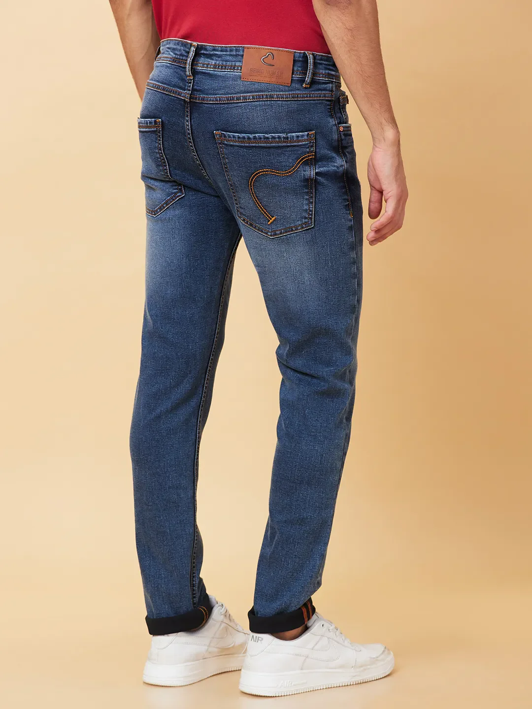 Dark Blue Slim Fit Denims For Men By Being Human Clothing - Image 3