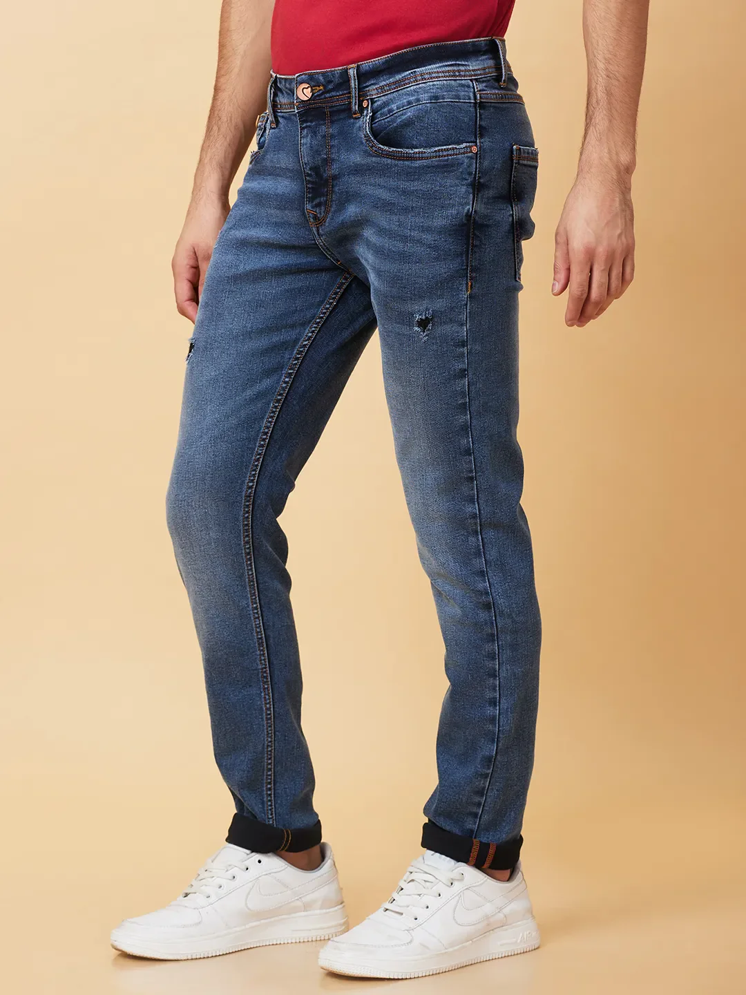 Dark Blue Slim Fit Denims For Men By Being Human Clothing - Image 4