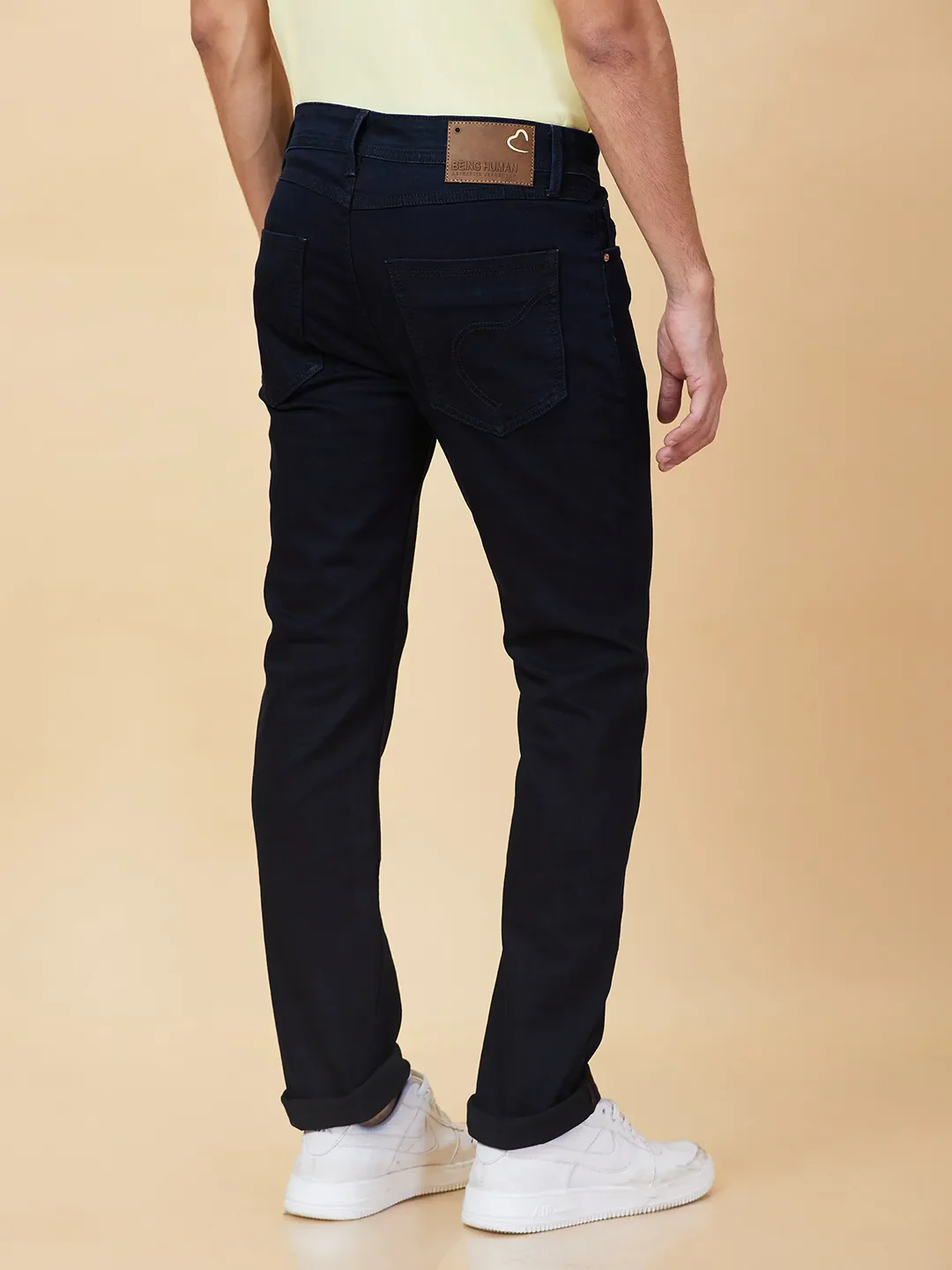 Dark Black Straight Fit Denims For Men By Being Human Clothing - Image 3