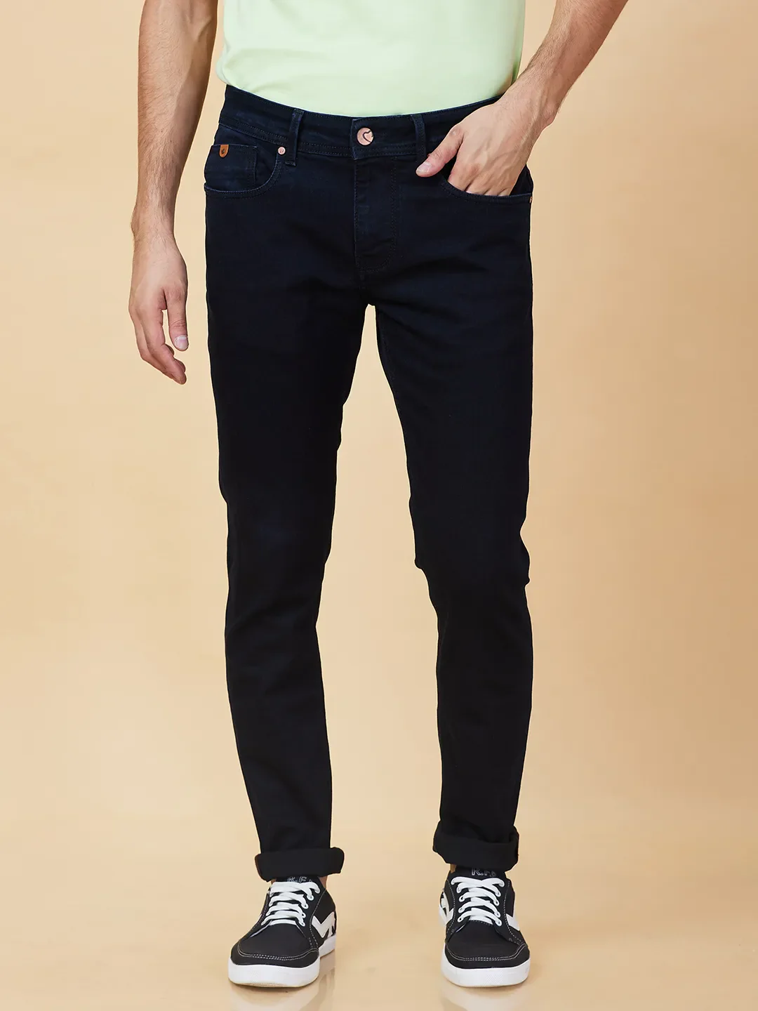 Dark Blue Skinny Fit Denims For Men By Being Human Clothing