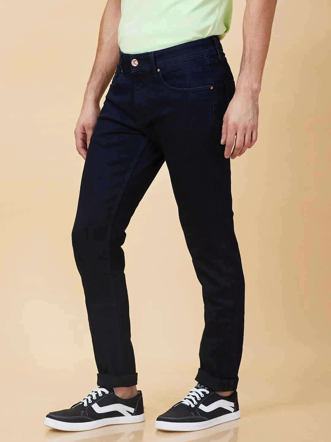 Dark Blue Skinny Fit Denims For Men By Being Human Clothing - Image 4
