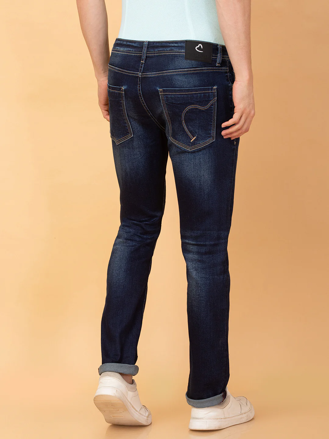 Dark Blue Skinny Fit Denims For Men By Being Human Clothing - Image 3