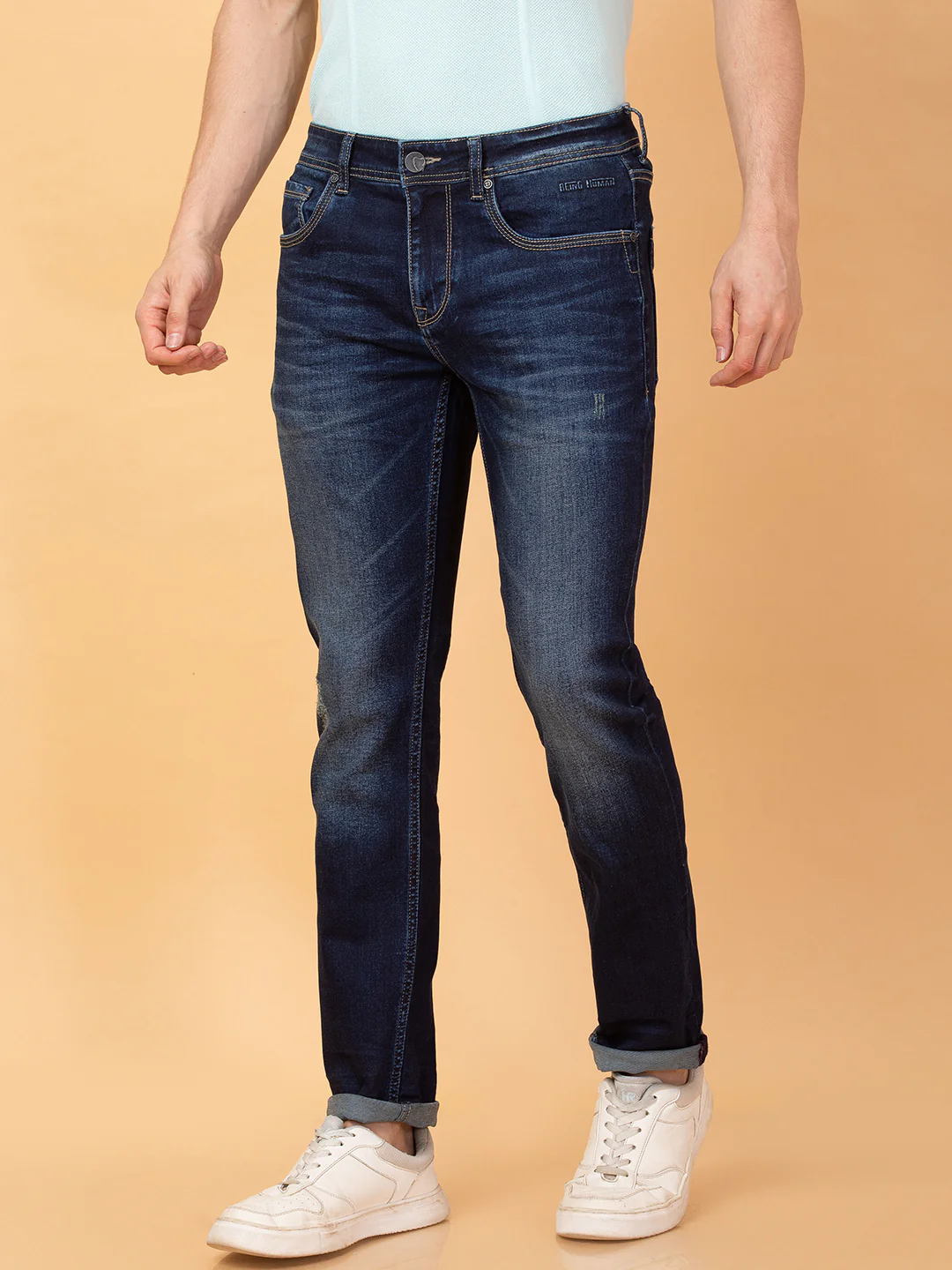 Dark Blue Skinny Fit Denims For Men By Being Human Clothing - Image 4