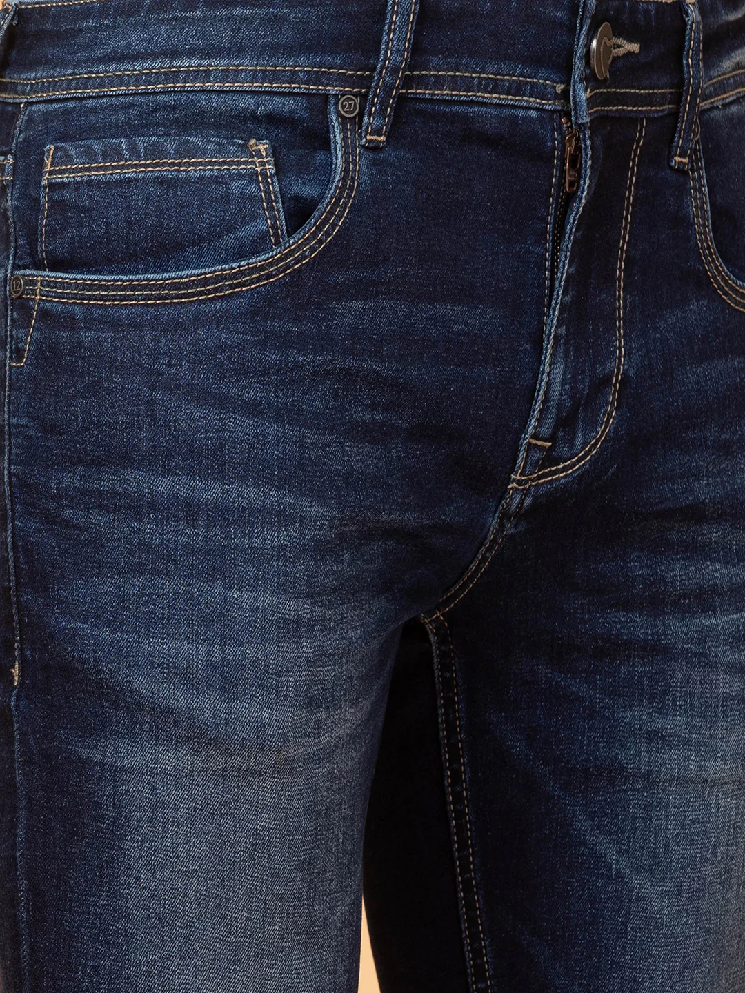 Dark Blue Skinny Fit Denims For Men By Being Human Clothing - Image 5