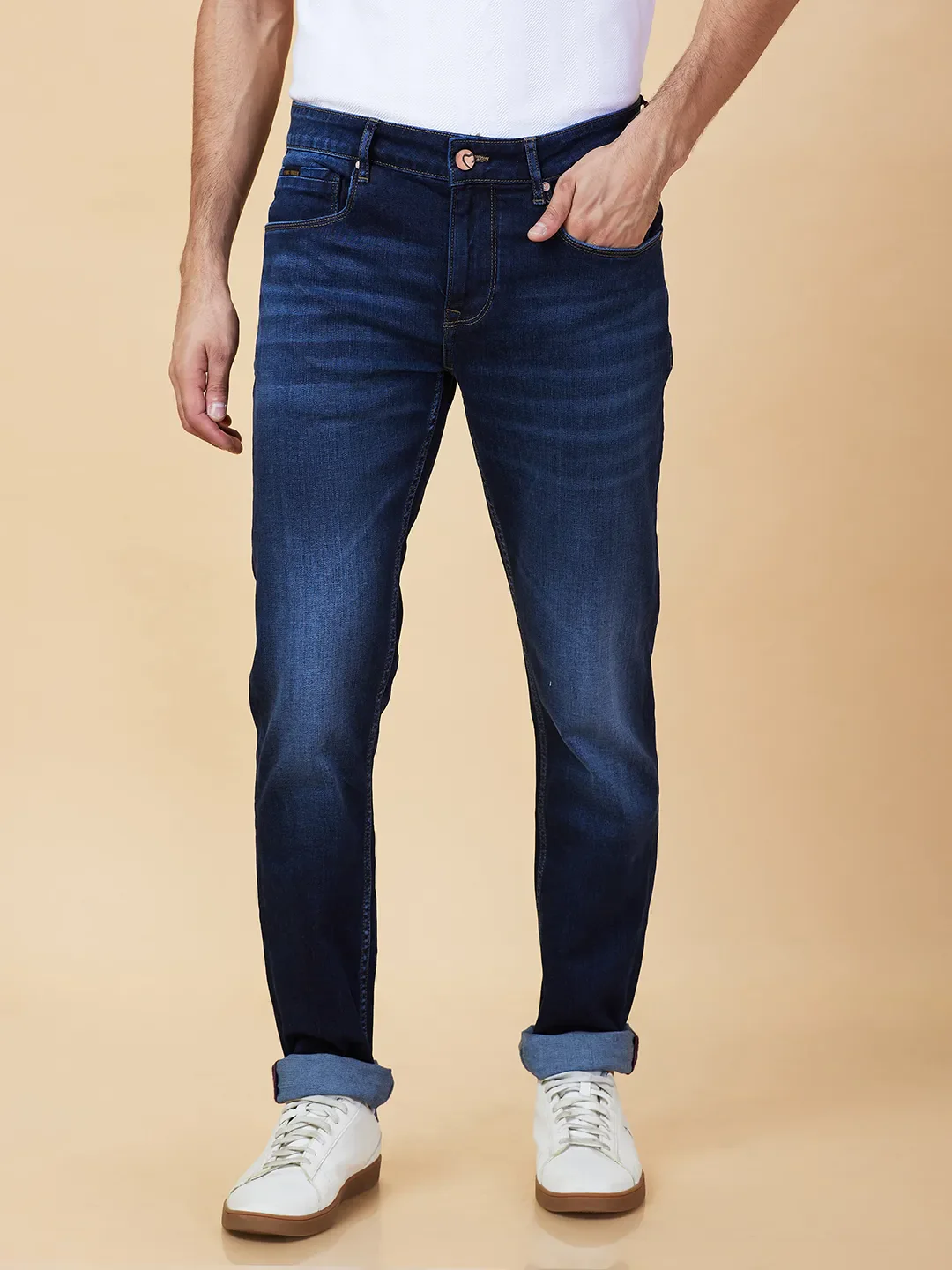 Blue Straight Fit Men's Denims by Being Human Clothing