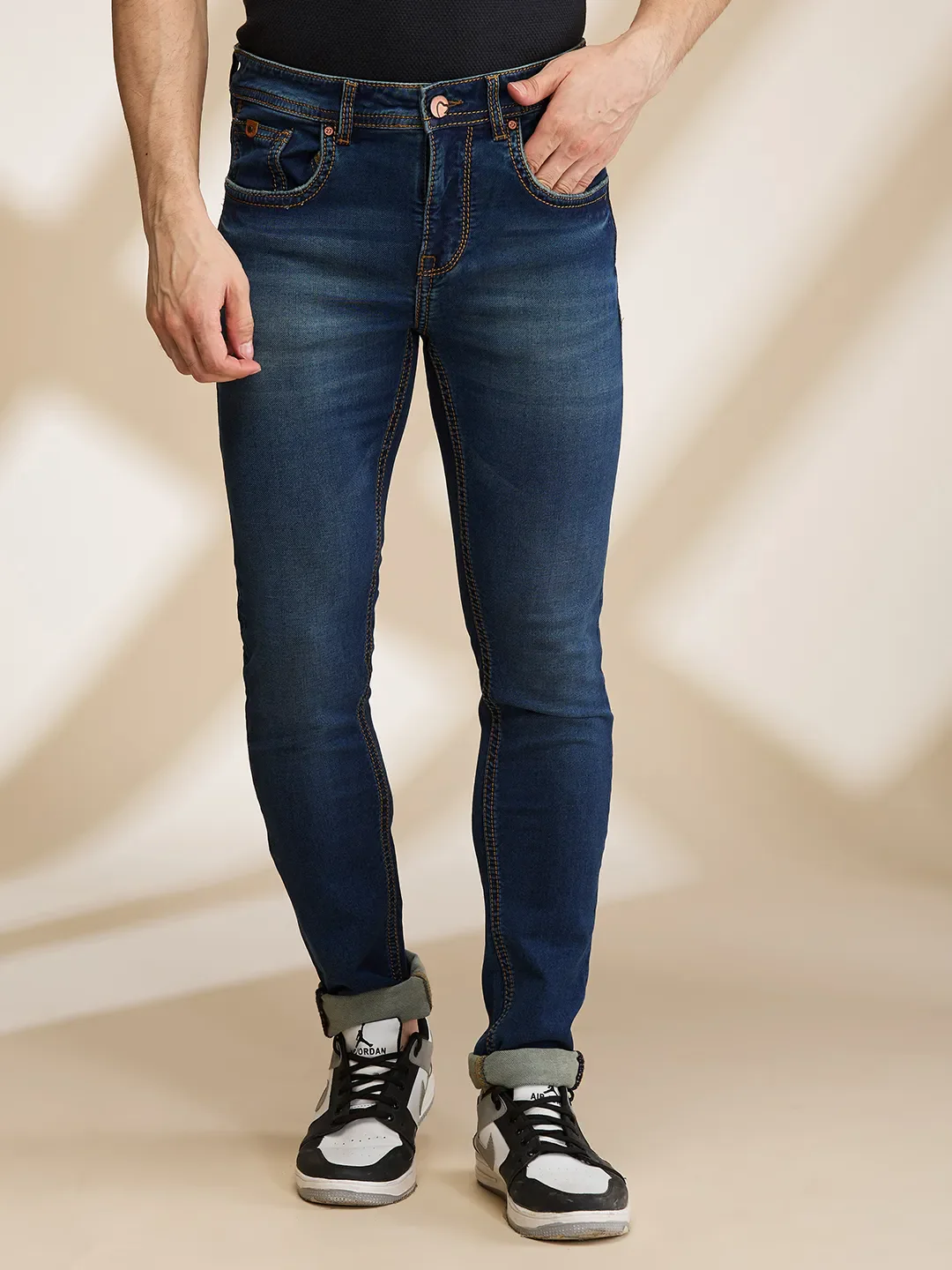 Blue Slim Fit Men's Denims by Being Human Clothing