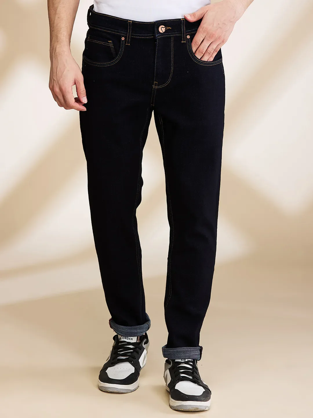 Blue Cropped fit Men's Denims by Being Human Clothing