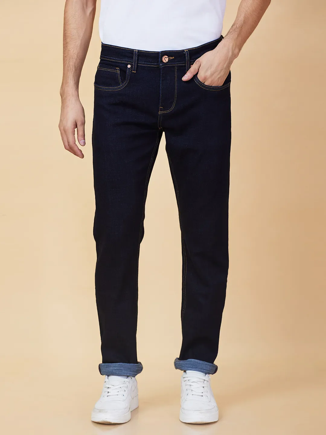 Blue Straight Fit Men's Denims by Being Human Clothing