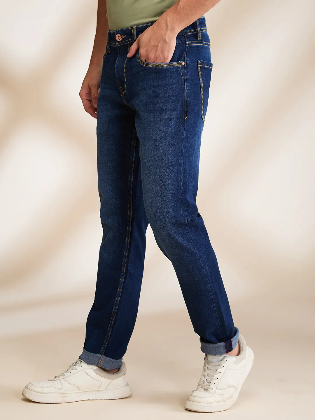 Blue Slim Fit Men's Denims by Being Human Clothing - Image 4