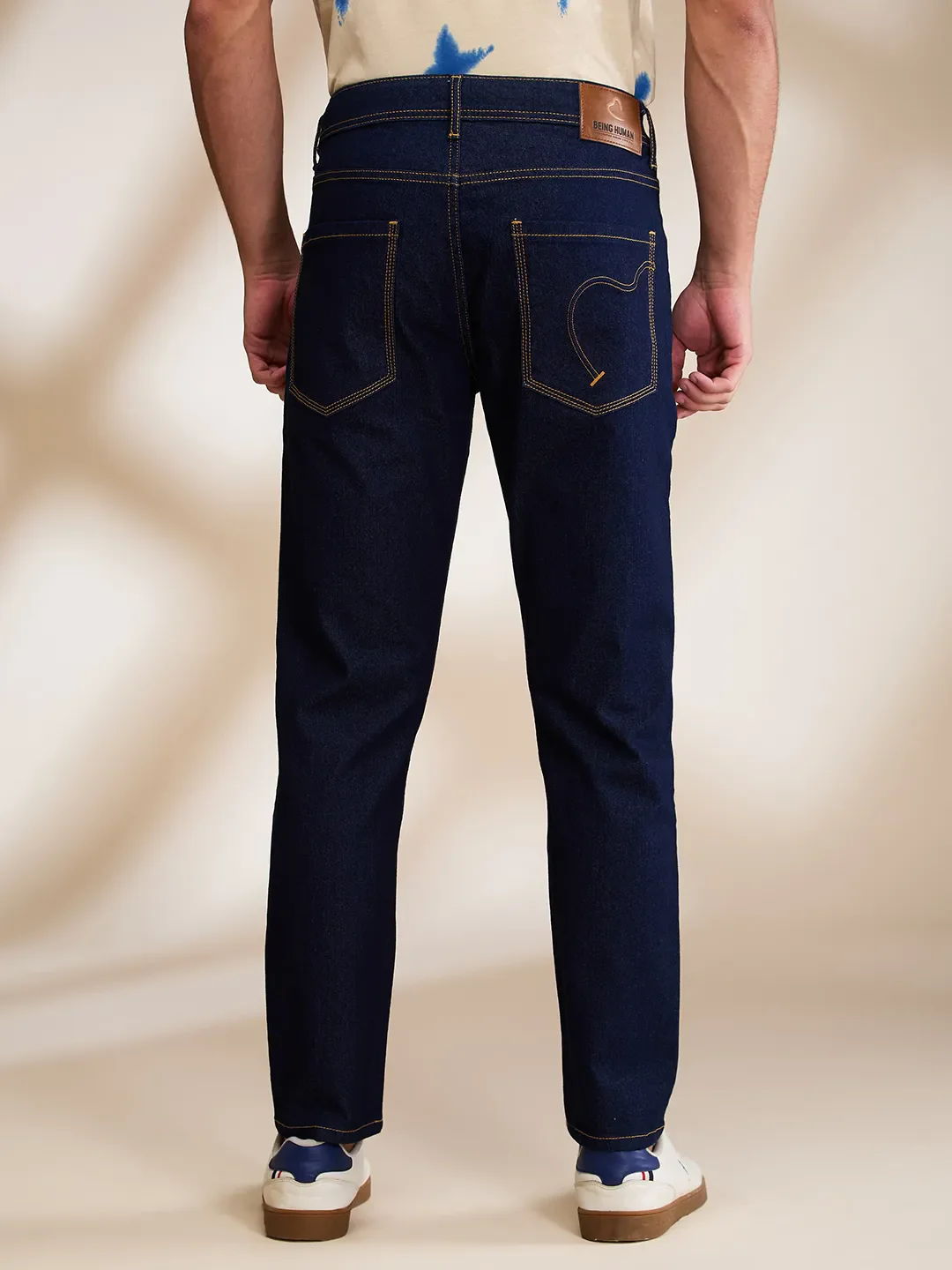 Dark Blue Cropped Fit Denims For Men By Being Human Clothing - Image 3