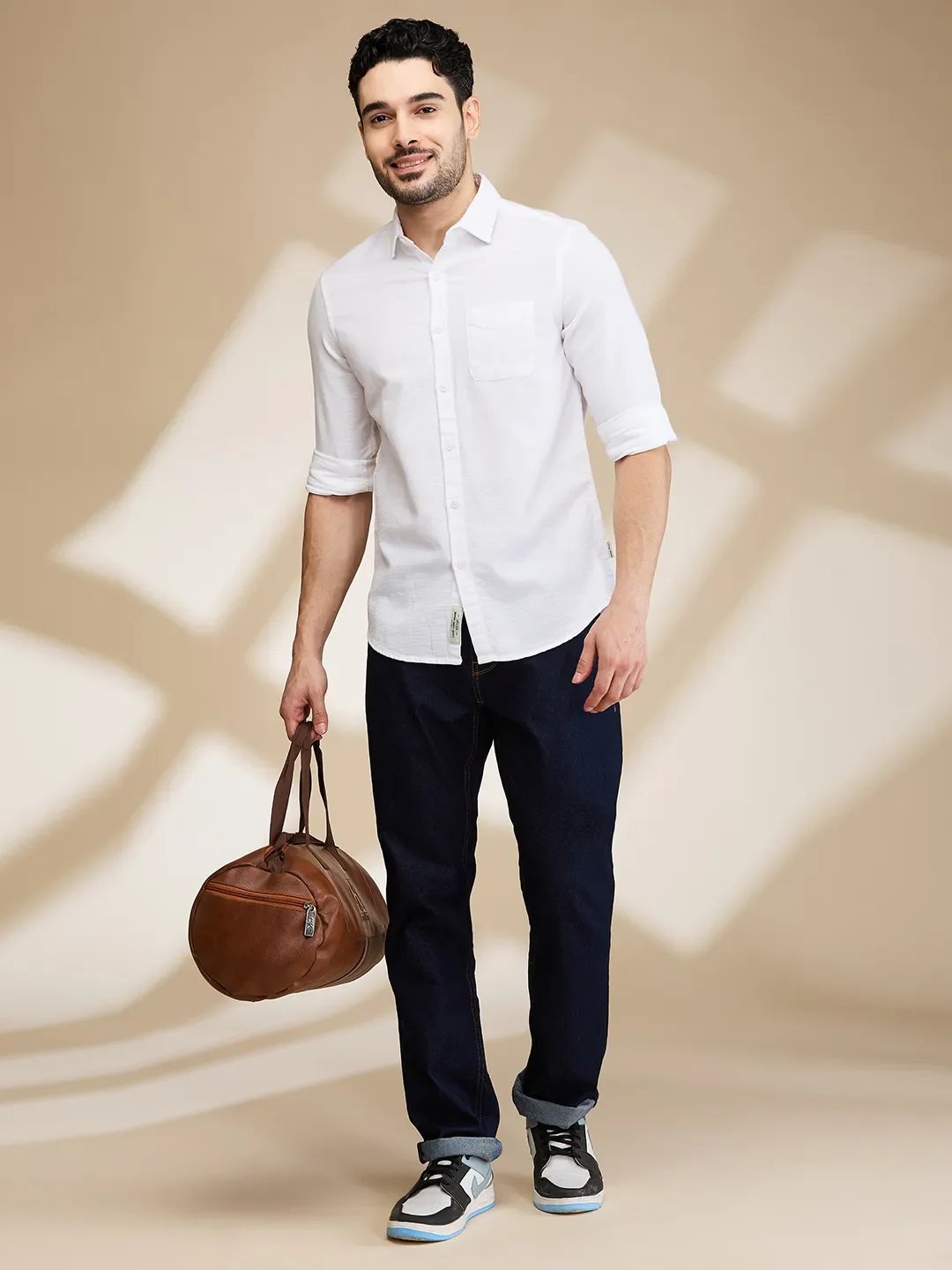 Dark Blue Straight Fit Denims For Men By Being Human Clothing - Image 6