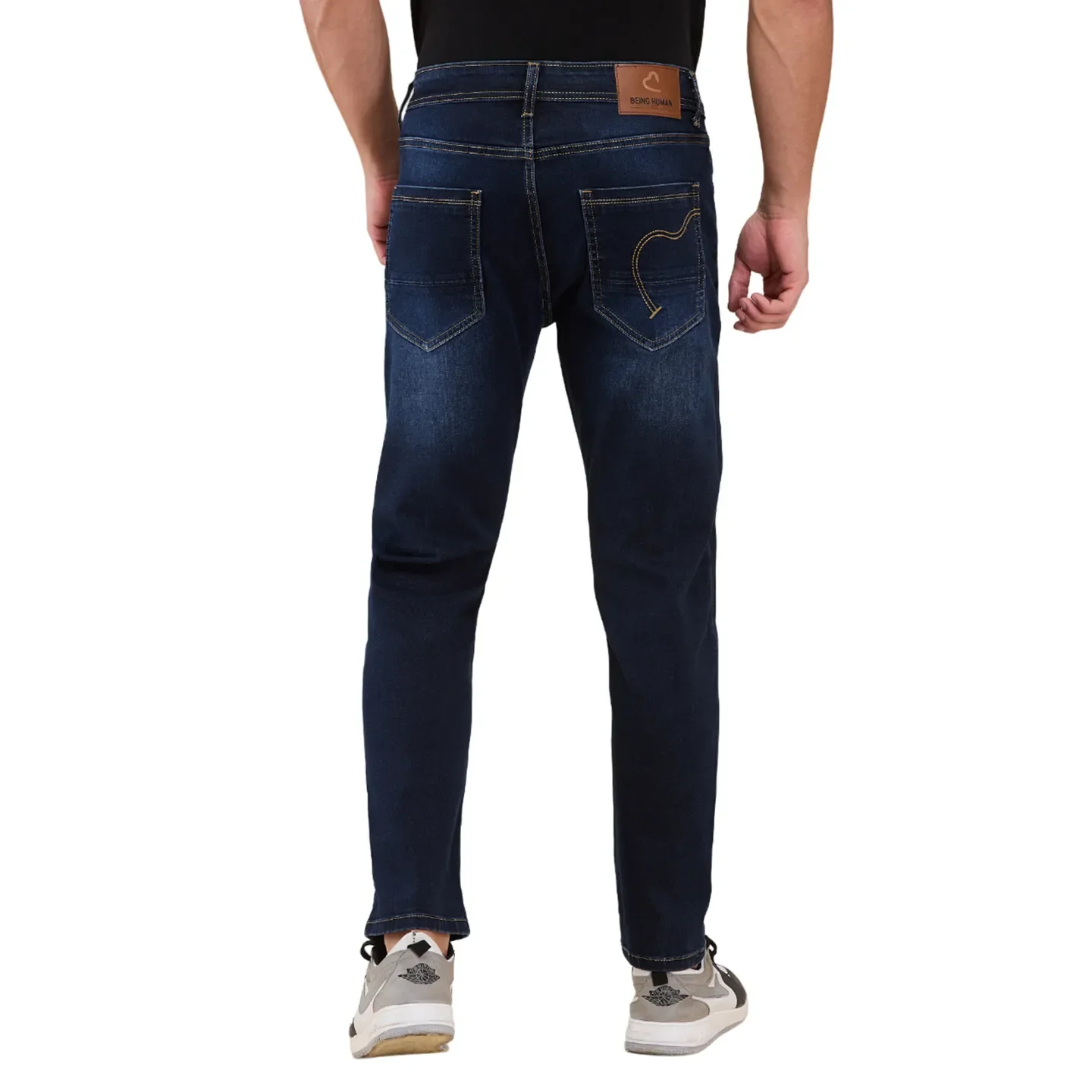 Dark Blue Cropped Fit Denims For Men By Being Human Clothing - Image 3