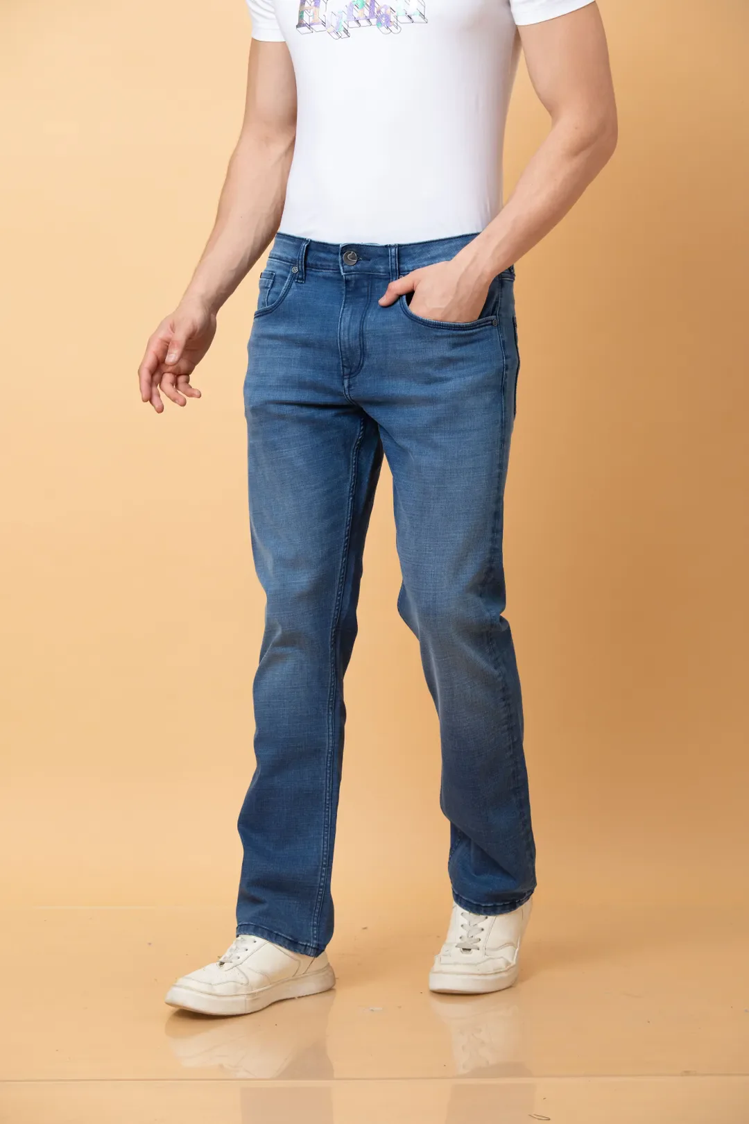 Blue Straight Fit Men's Denims by Being Human Clothing - Image 3