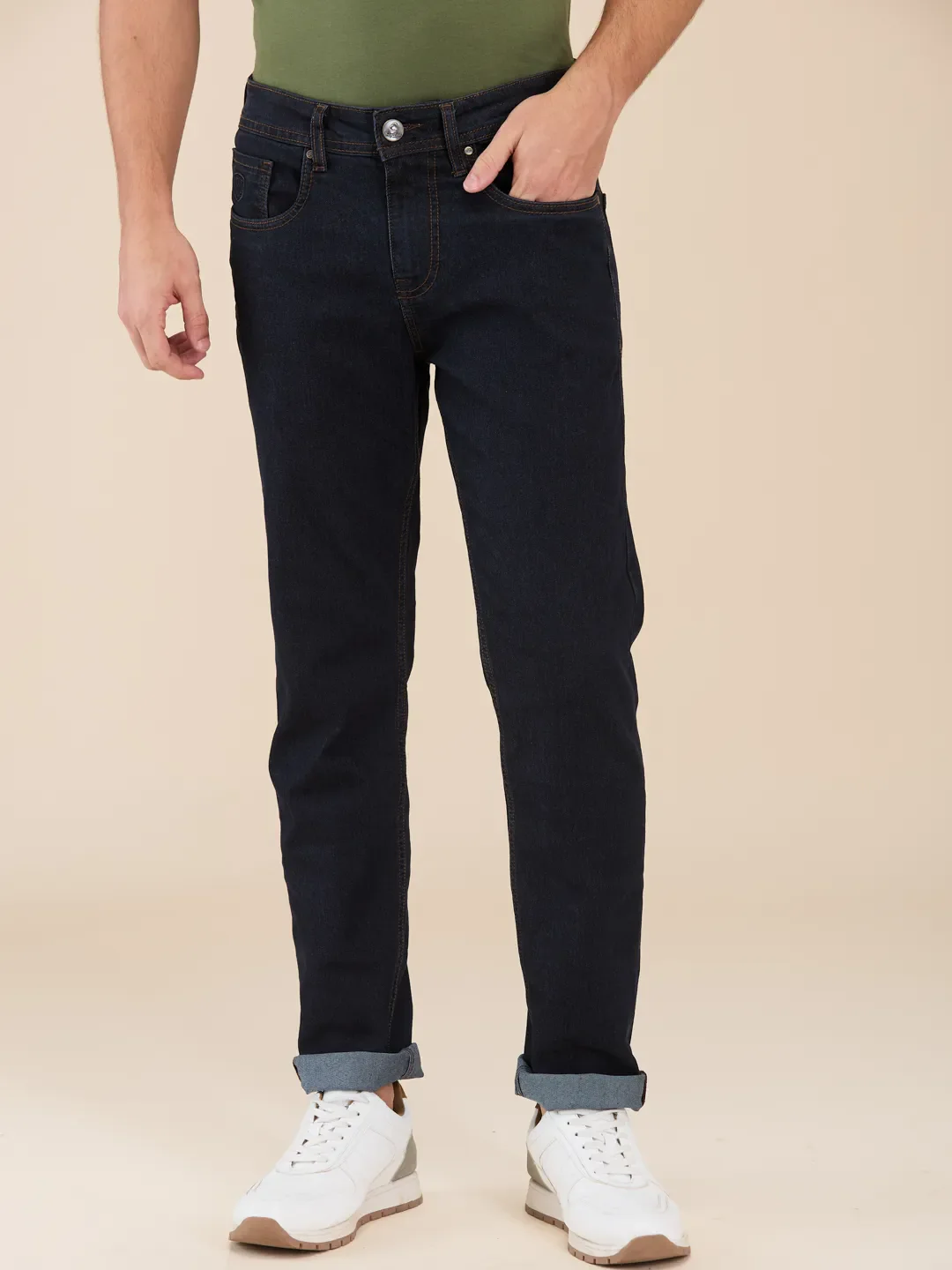 Blue Straight Fit Men's Denims by Being Human Clothing