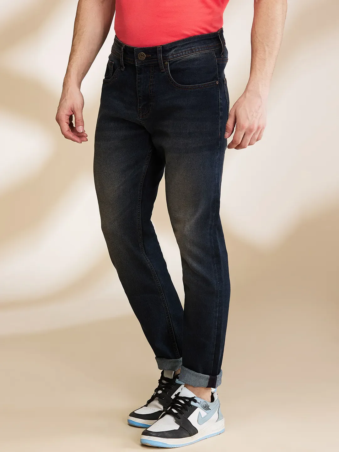 Dark Blue Slim Fit Denims For Men By Being Human Clothing - Image 4