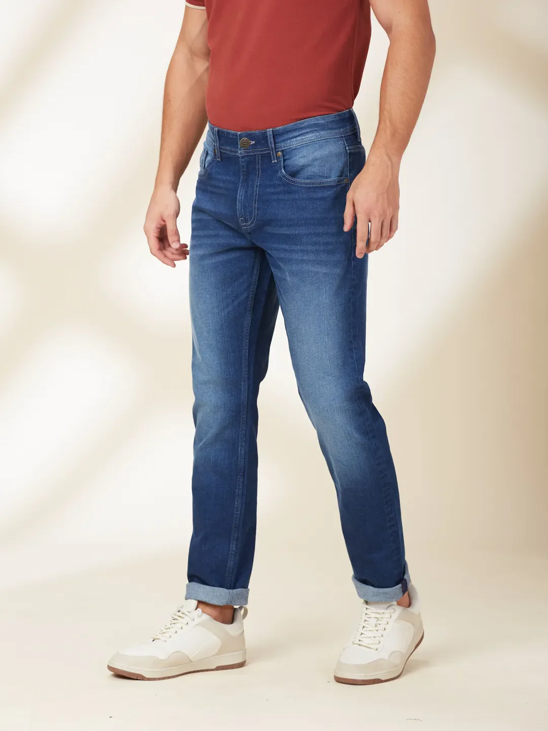 Blue Slim Fit Men's Denims by Being Human Clothing - Image 4