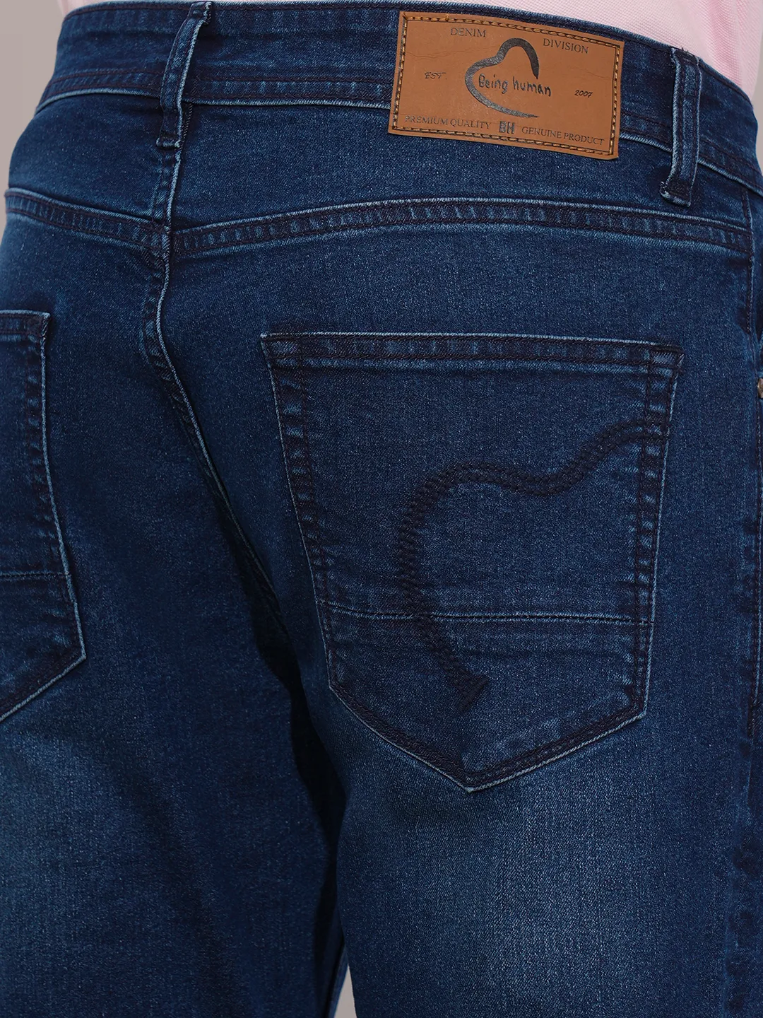 Blue Slim Fit Denims For Men By Being Human Clothing - Image 6