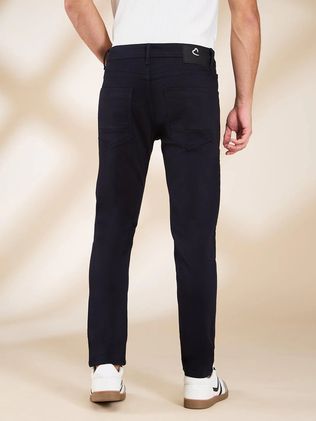 Navy Cropped Fit Denims For Men By Being Human Clothing - Image 3