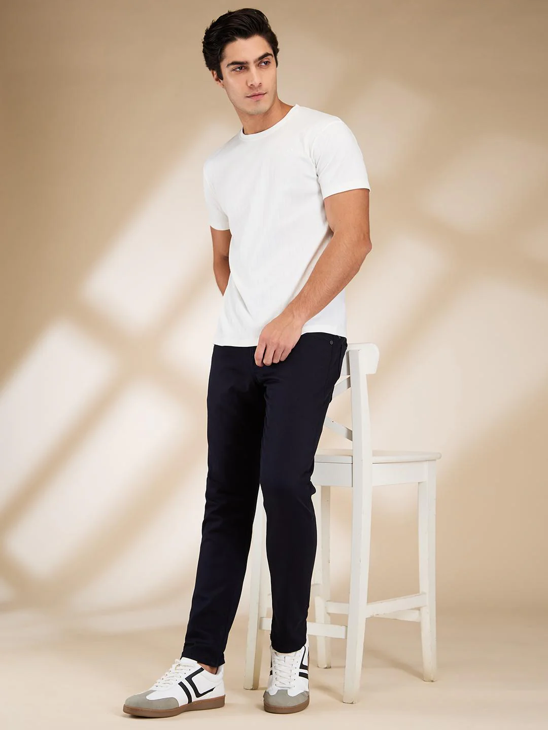 Navy Cropped Fit Denims For Men By Being Human Clothing - Image 6