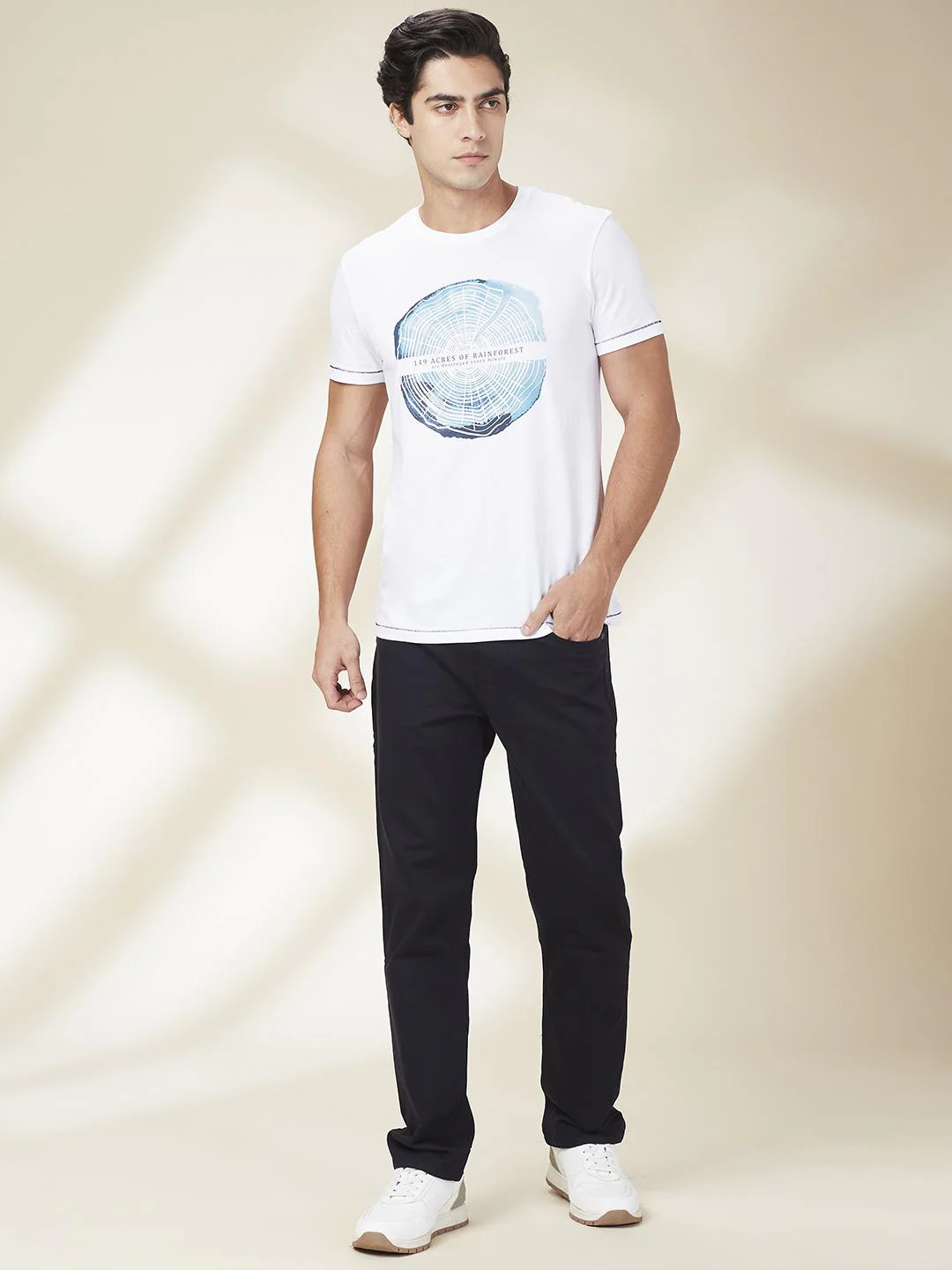 Navy Straight Fit Denims For Men By Being Human Clothing - Image 5