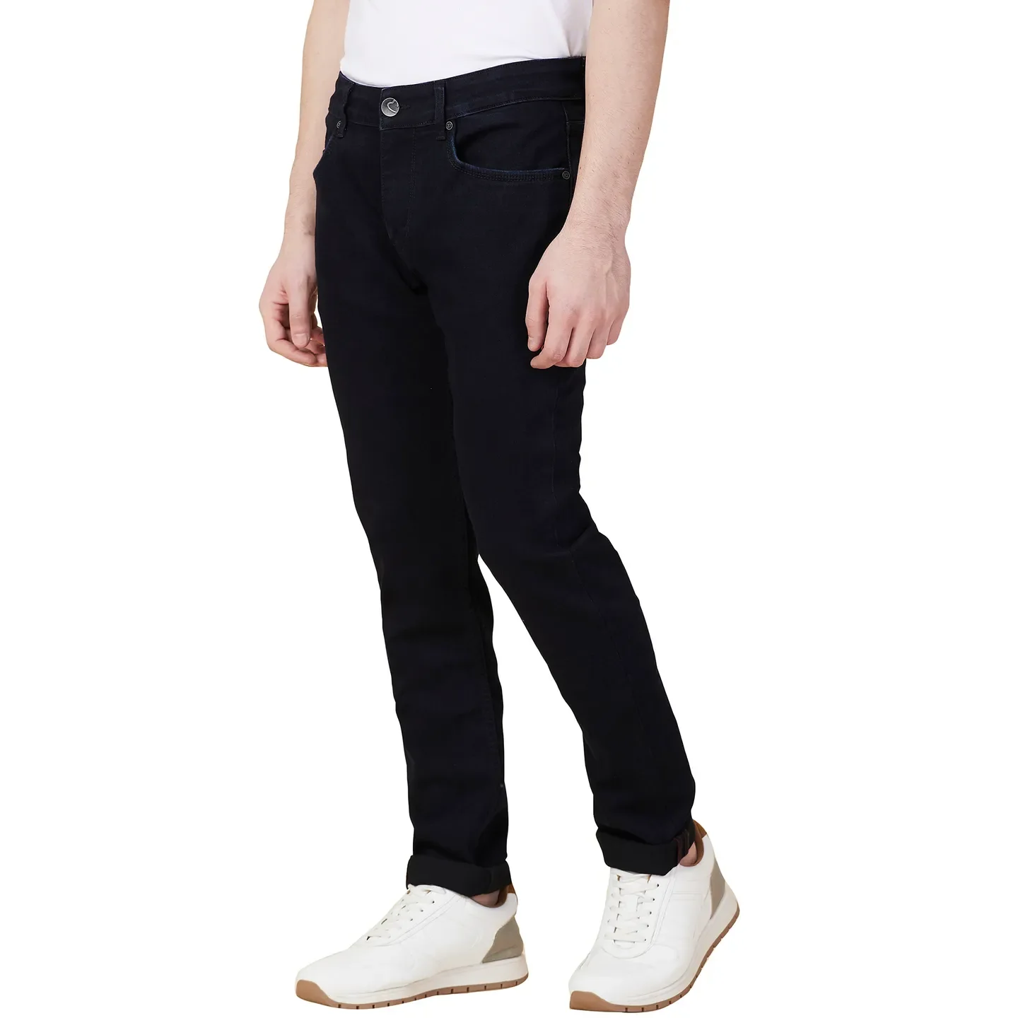 Dark Blue Slim Fit Denims For Men By Being Human Clothing - Image 4