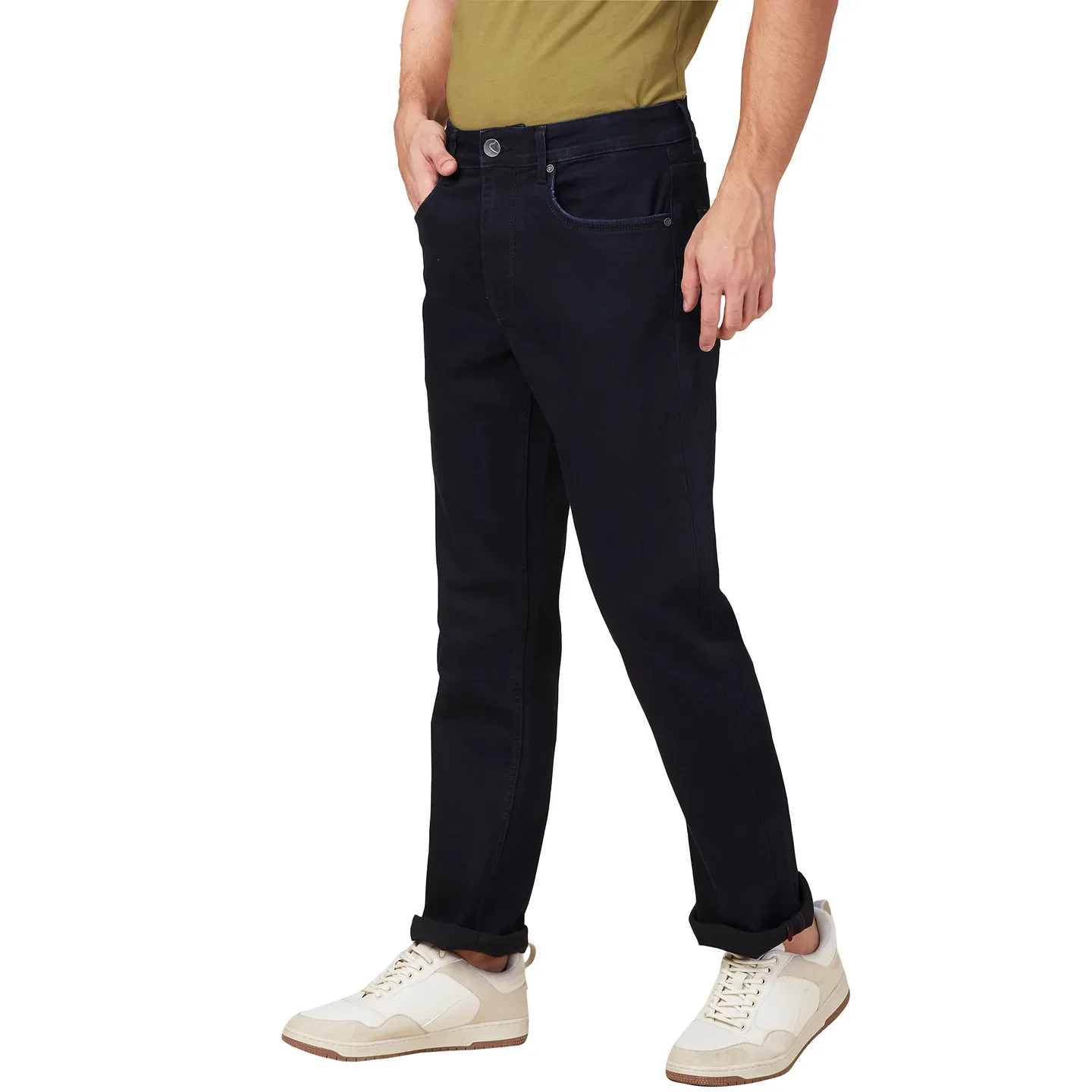 Dark Black Boot Cut Fit Denims For Men By Being Human Clothing - Image 4