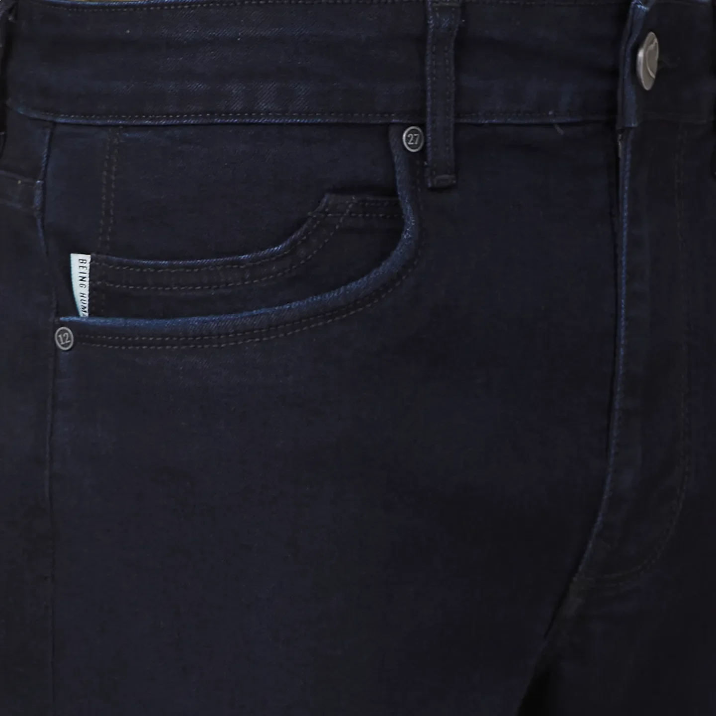 Dark Black Boot Cut Fit Denims For Men By Being Human Clothing - Image 5