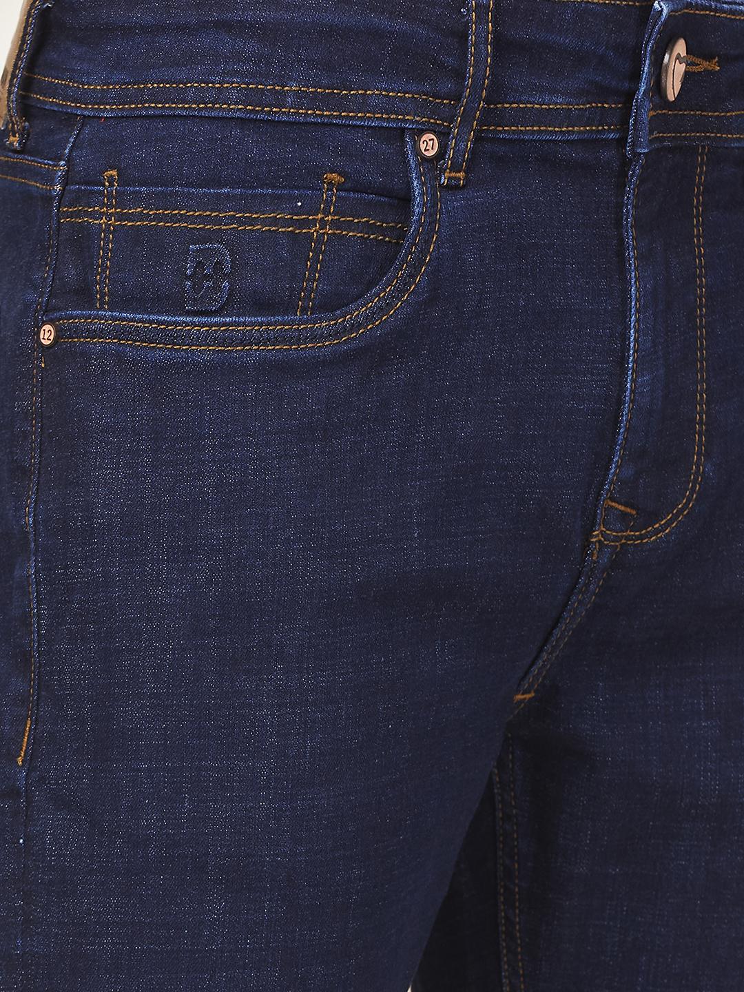 Dark Blue Straight Fit Denims For Men By Being Human Clothing - Image 4