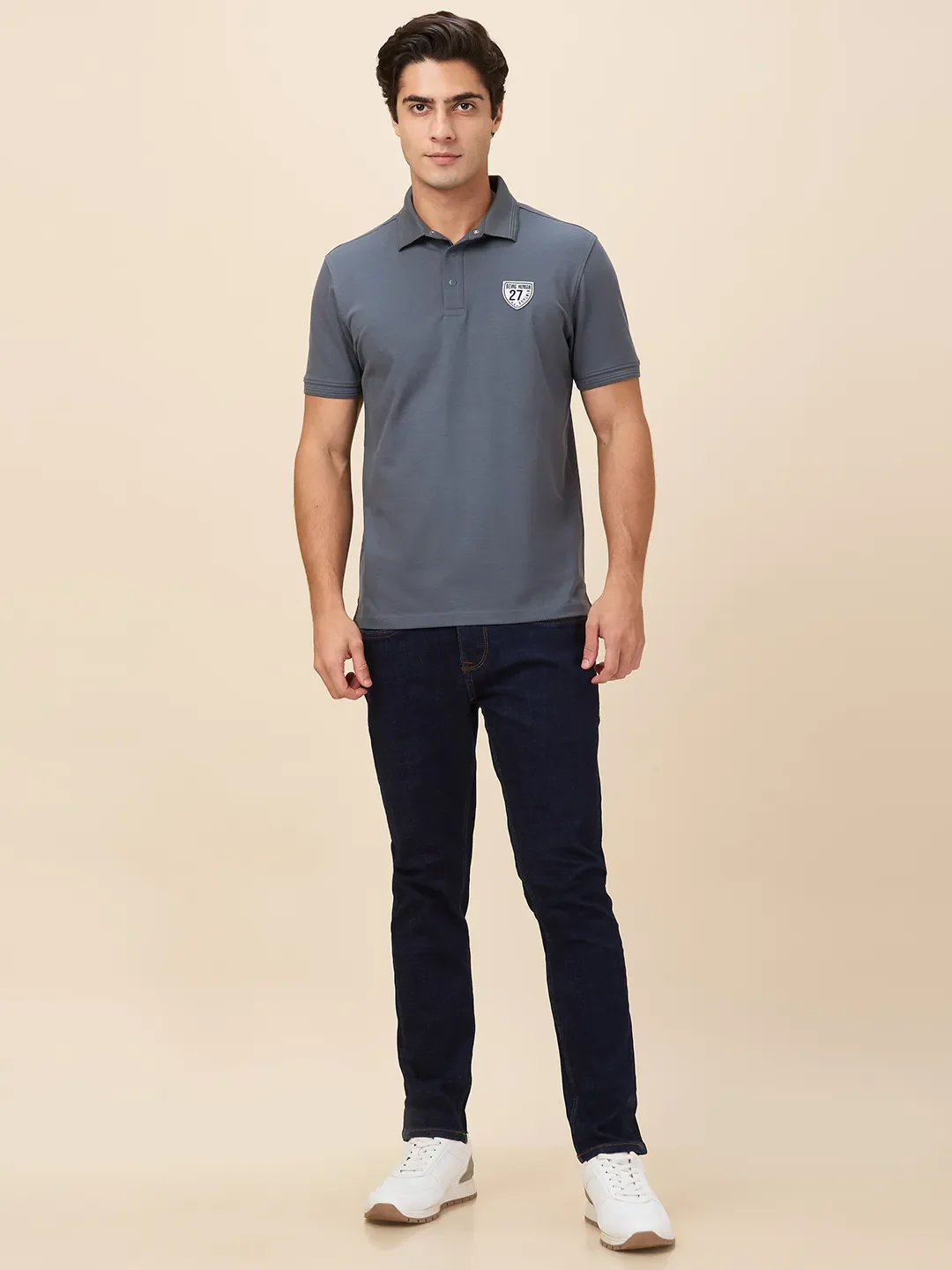 Dark Blue Cropped Fit Denims For Men By Being Human Clothing - Image 2