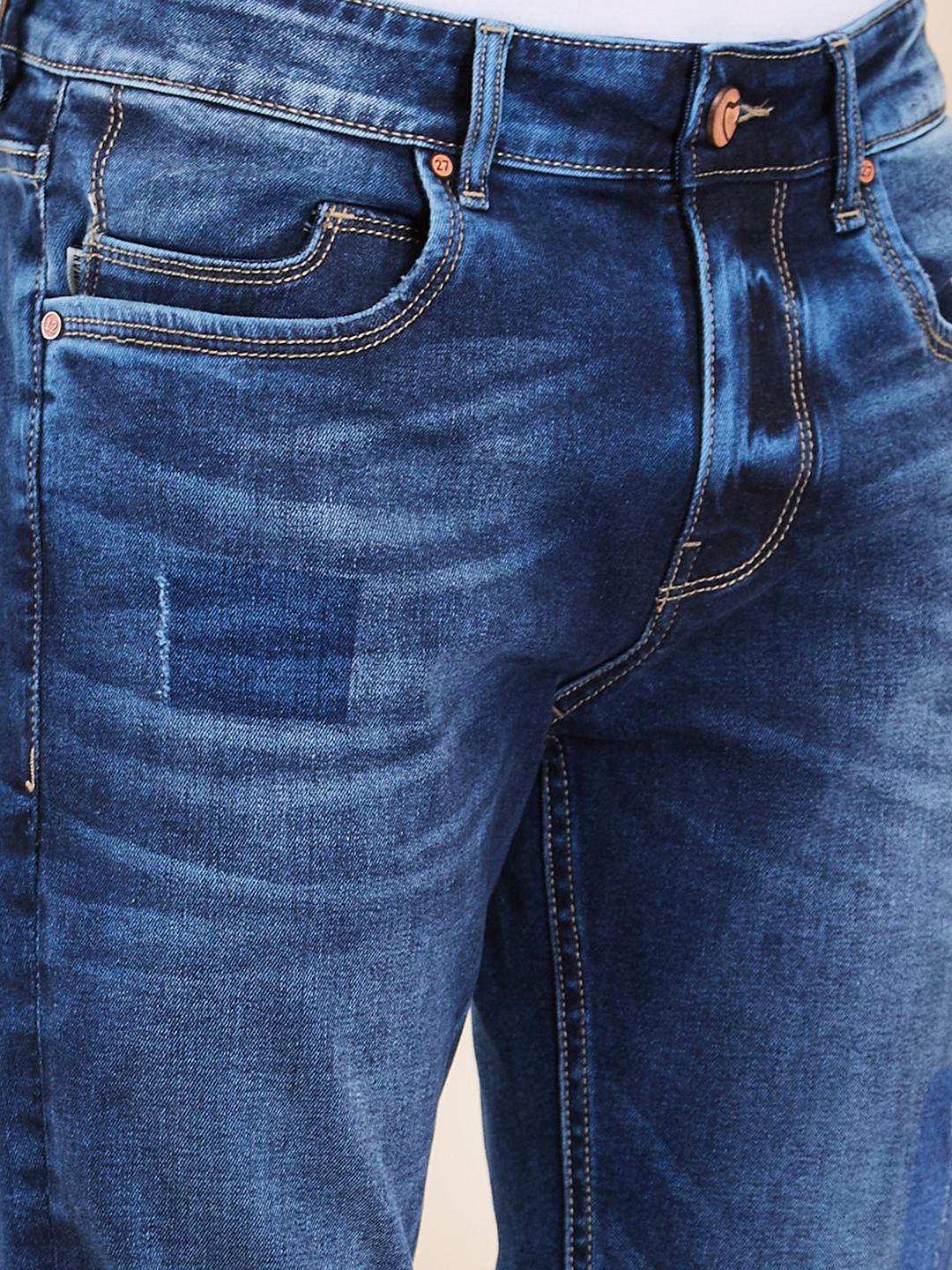 Dark Blue Cropped Fit Denims For Men By Being Human Clothing - Image 4