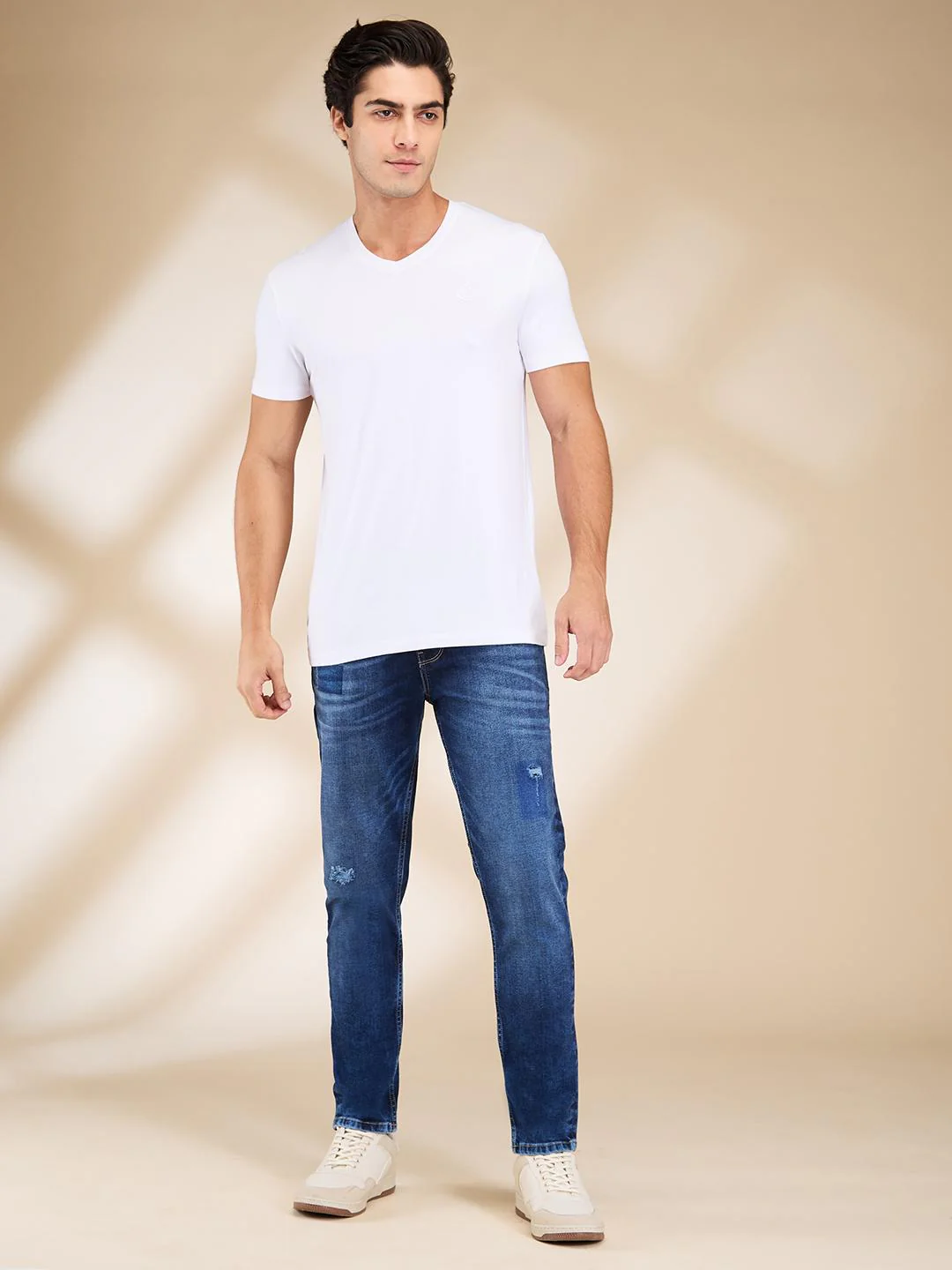 Dark Blue Cropped Fit Denims For Men By Being Human Clothing - Image 5
