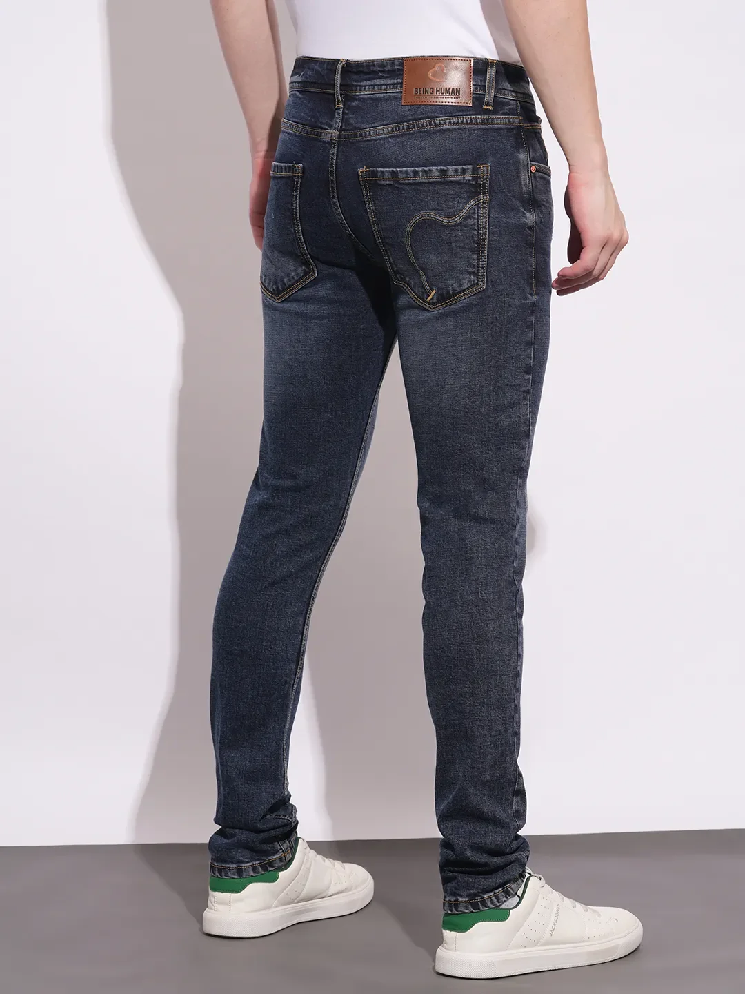 Dark Blue Skinny Fit Denims For Men By Being Human Clothing - Image 3