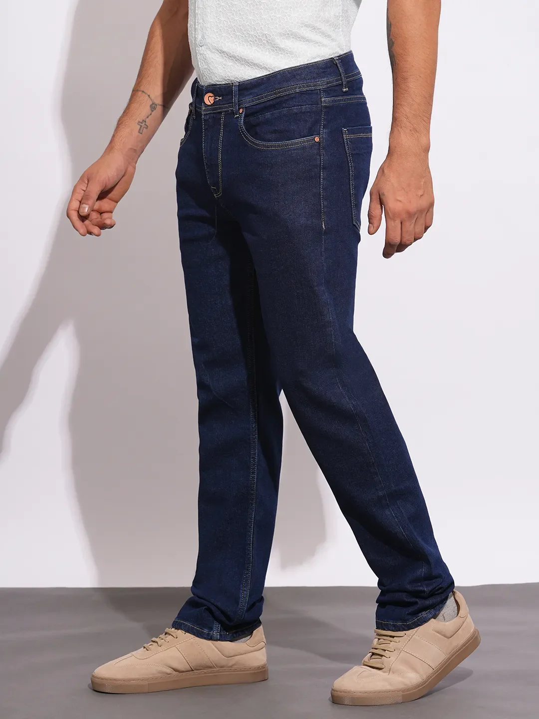 Blue Straight Fit Men's Denims by Being Human Clothing - Image 2