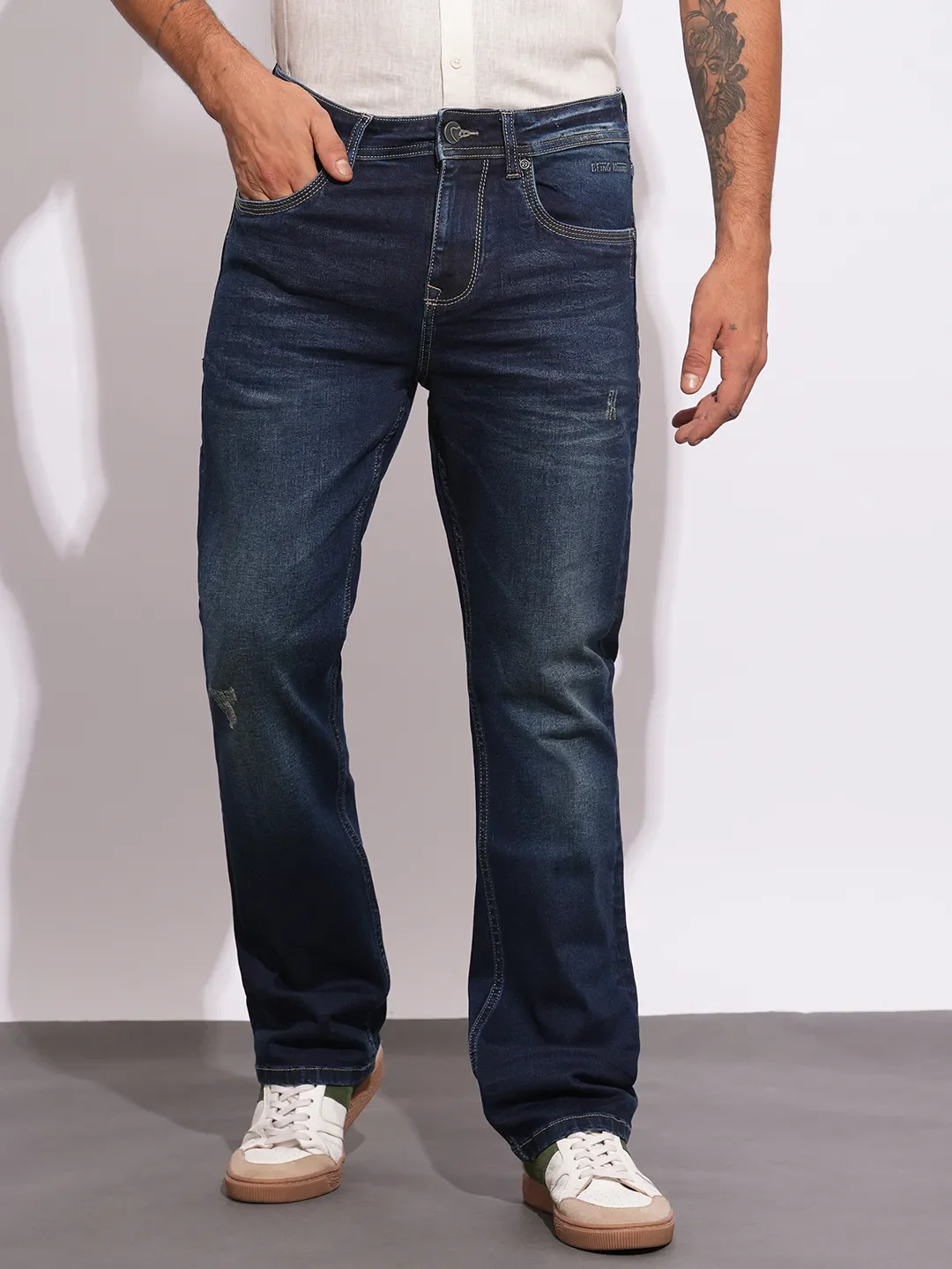 Blue Straight Fit Men's Denims by Being Human Clothing