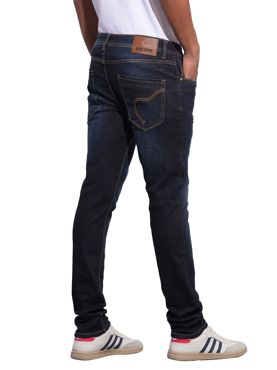 Dark Blue Skinny Fit Denims For Men By Being Human Clothing - Image 3
