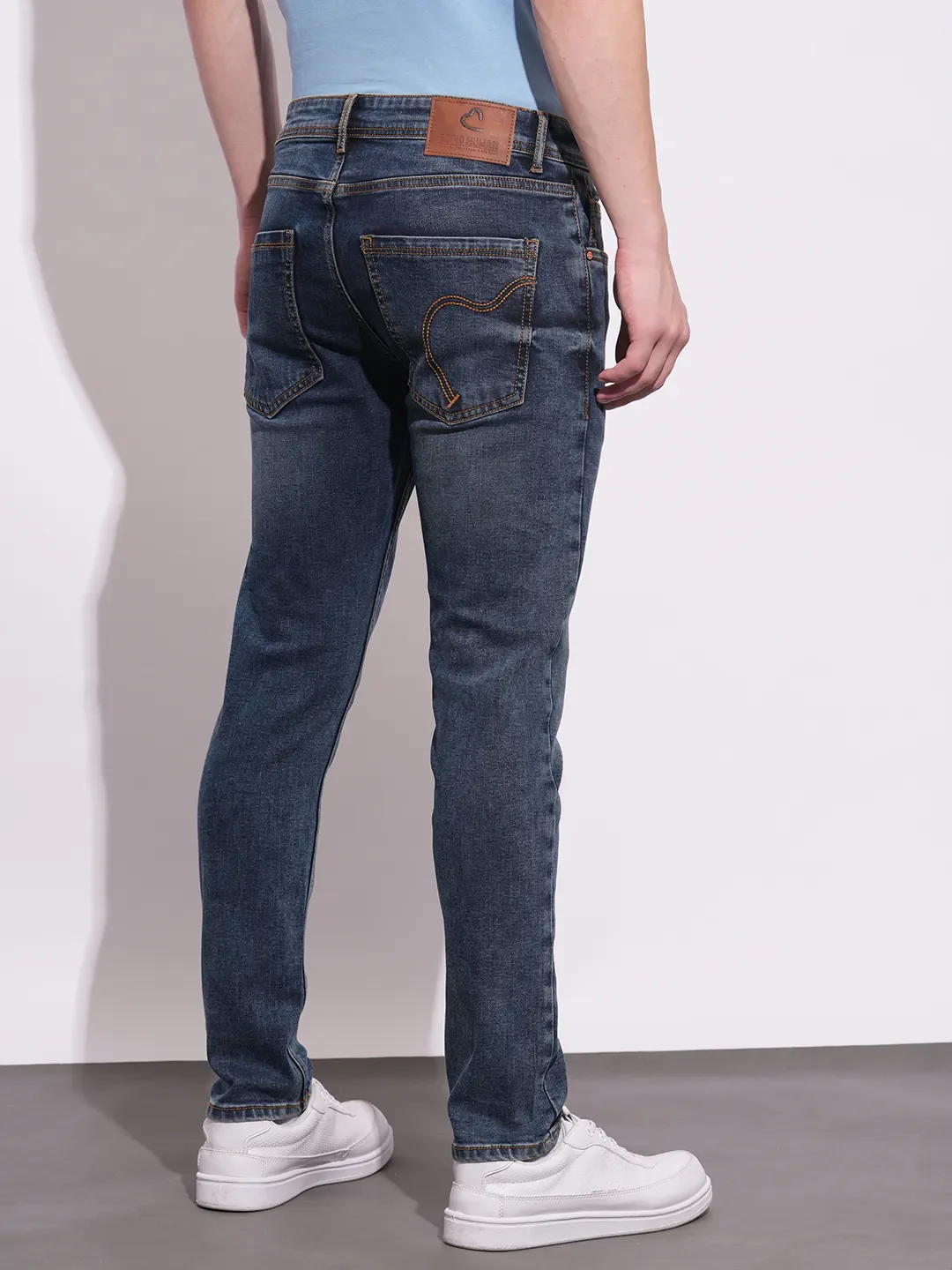 Dark Blue Cropped Fit Denims For Men By Being Human Clothing - Image 3