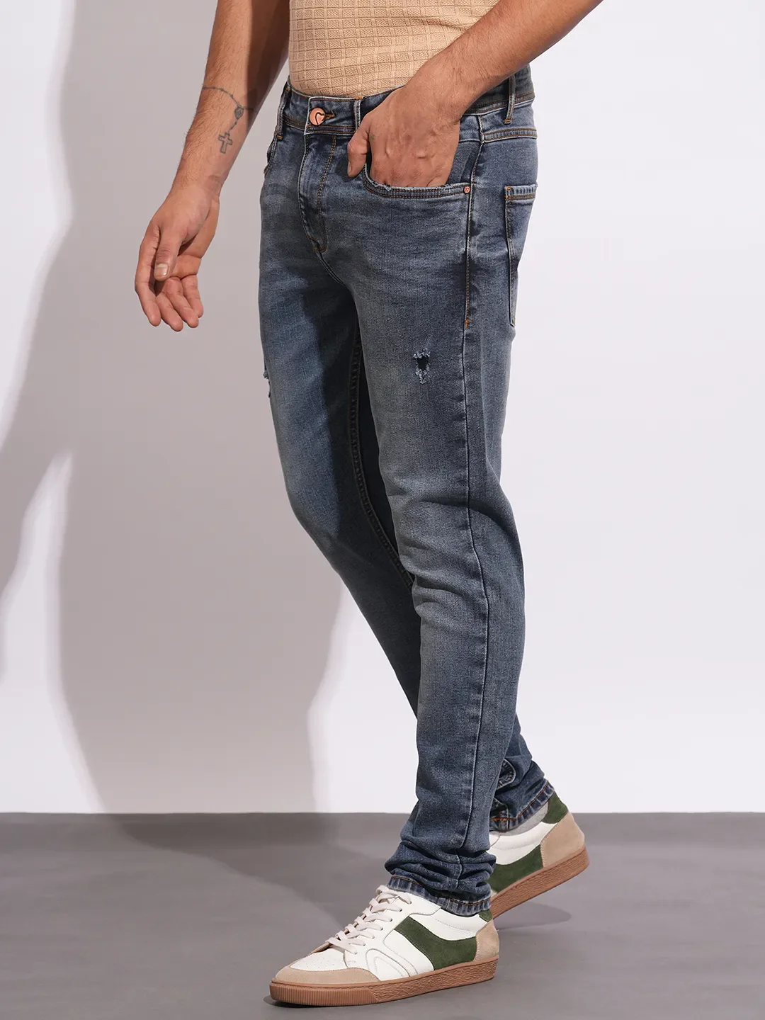 Blue Slim Fit Denims For Men By Being Human Clothing - Image 2