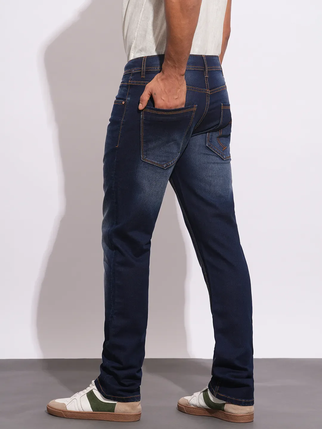 Blue Cropped Fit Men's Denims by Being Human Clothing - Image 3