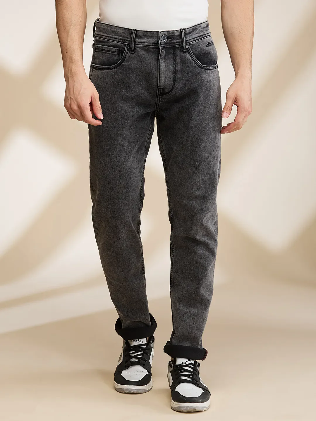 Grey Slim Fit Men's Denims by Being Human Clothing