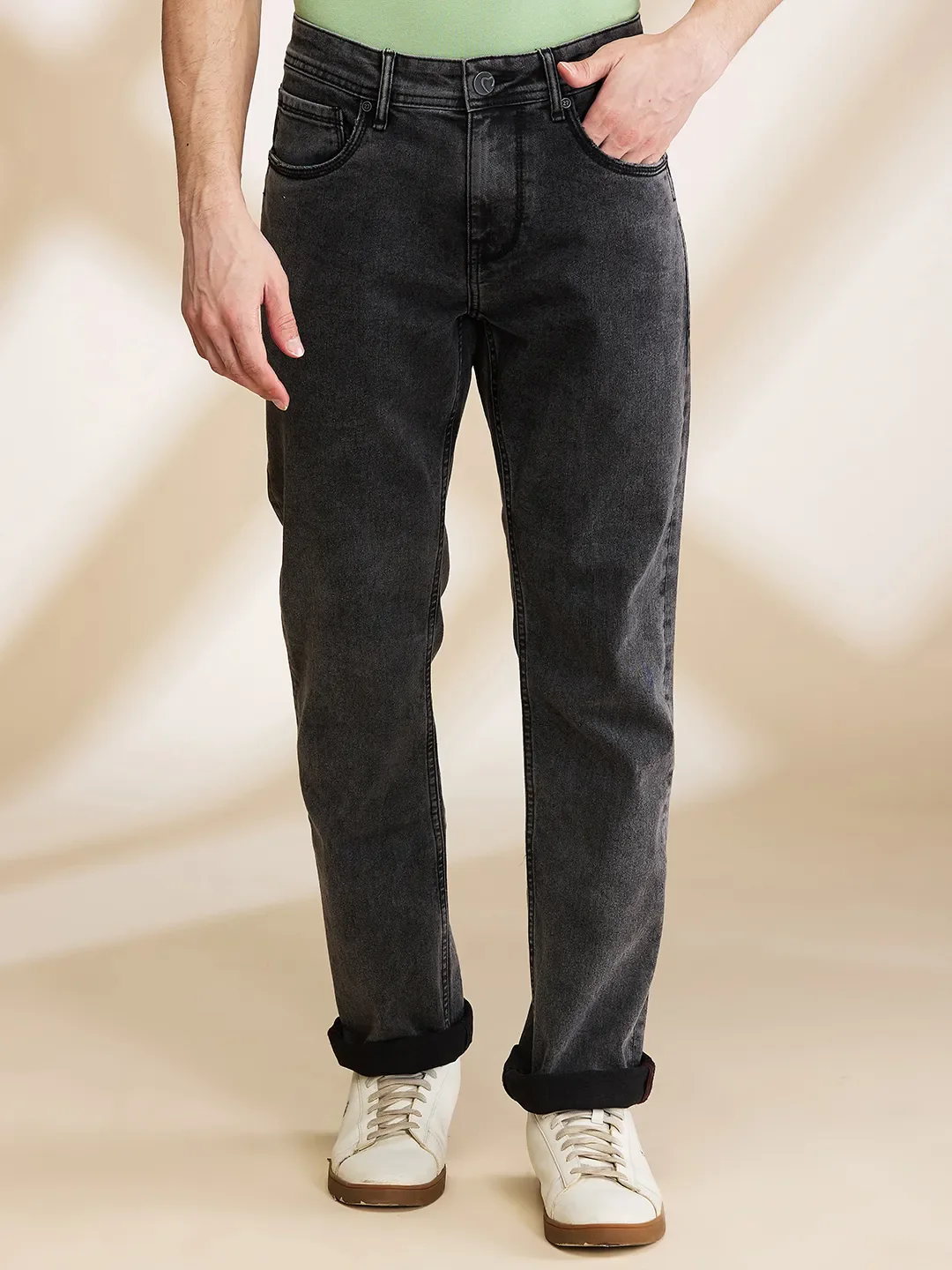 Grey Straight Fit Men's Denims by Being Human Clothing
