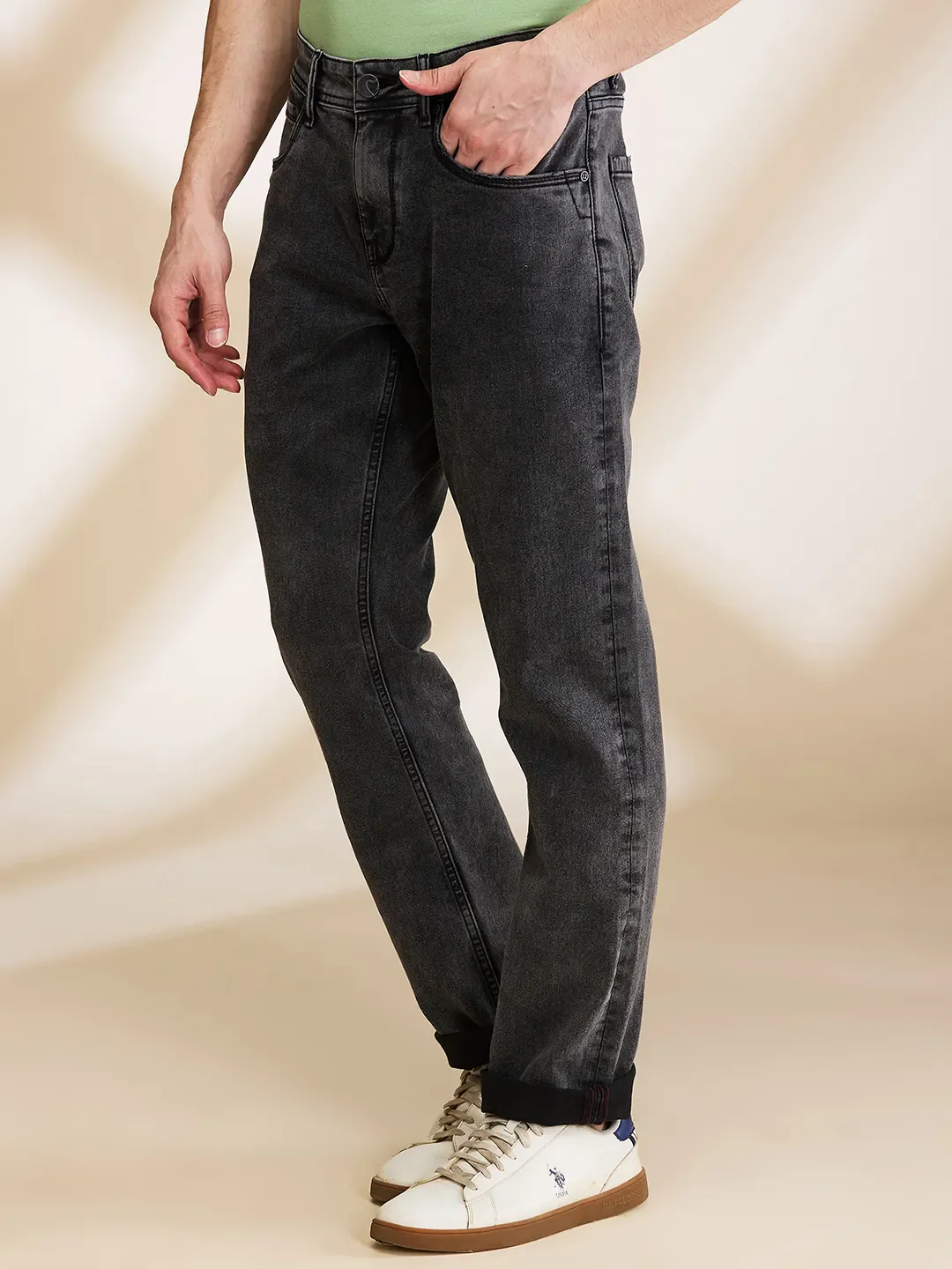 Grey Straight Fit Men's Denims by Being Human Clothing - Image 4