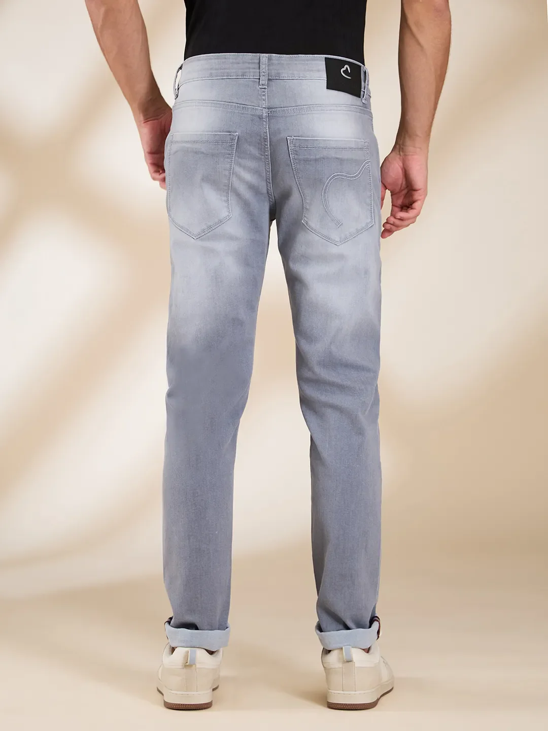 Grey Slim Fit Denims For Men By Being Human Clothing - Image 3