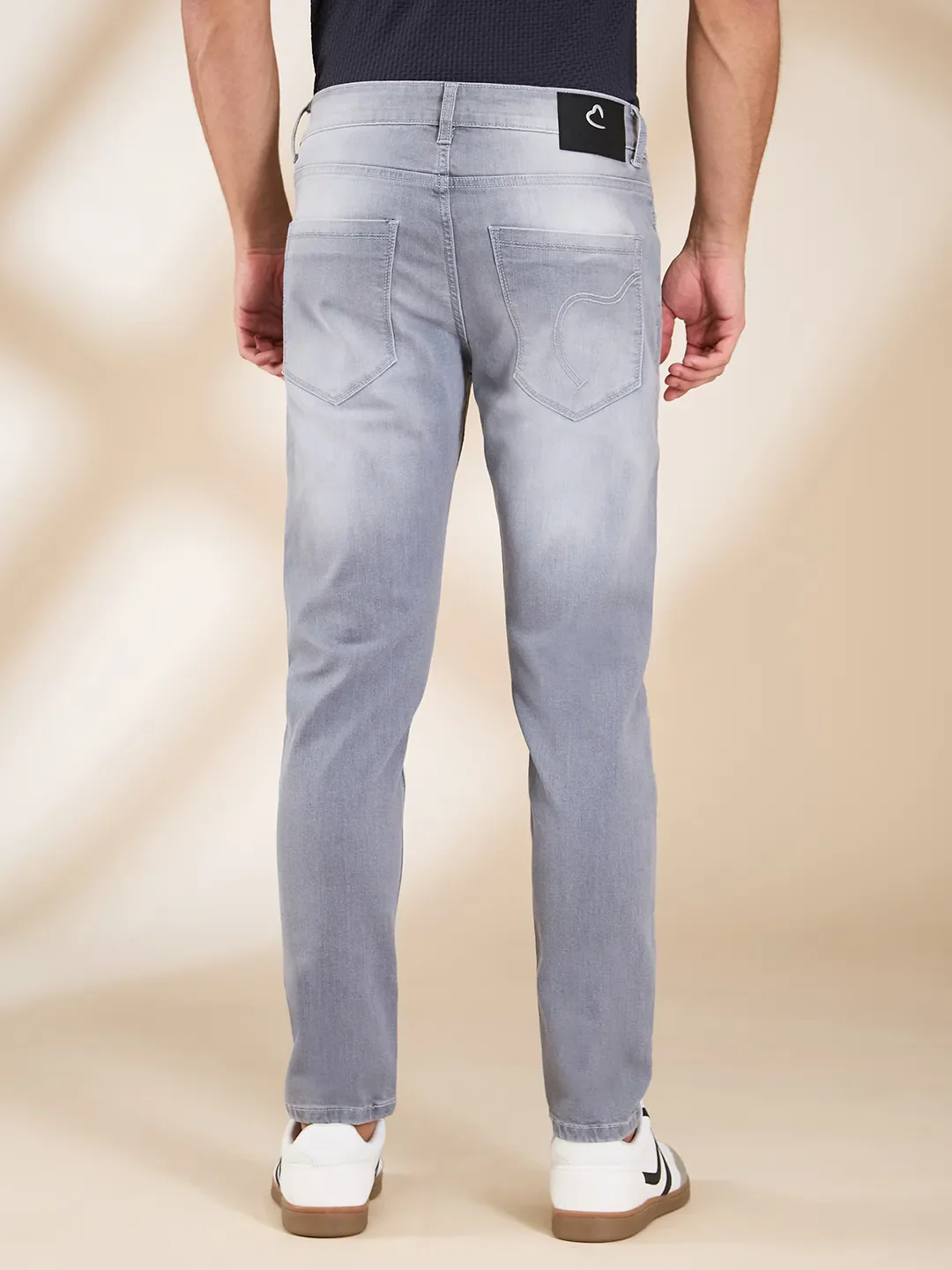 Grey Cropped Fit Denims For Men By Being Human Clothing - Image 3