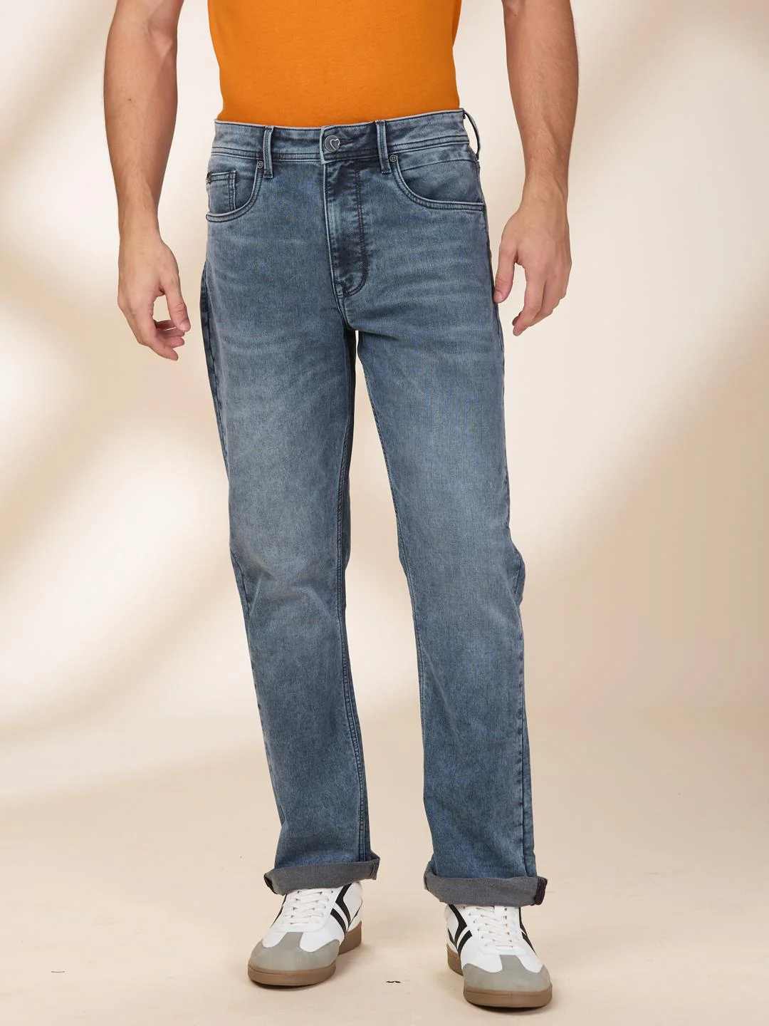 Grey Straight Fit Denims For Men By Being Human Clothing