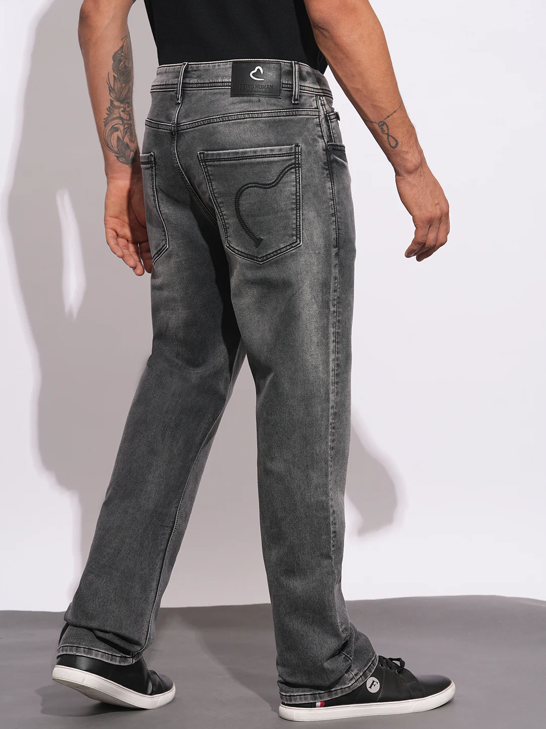Grey Boot Cut Fit Denims For Men By Being Human Clothing - Image 3