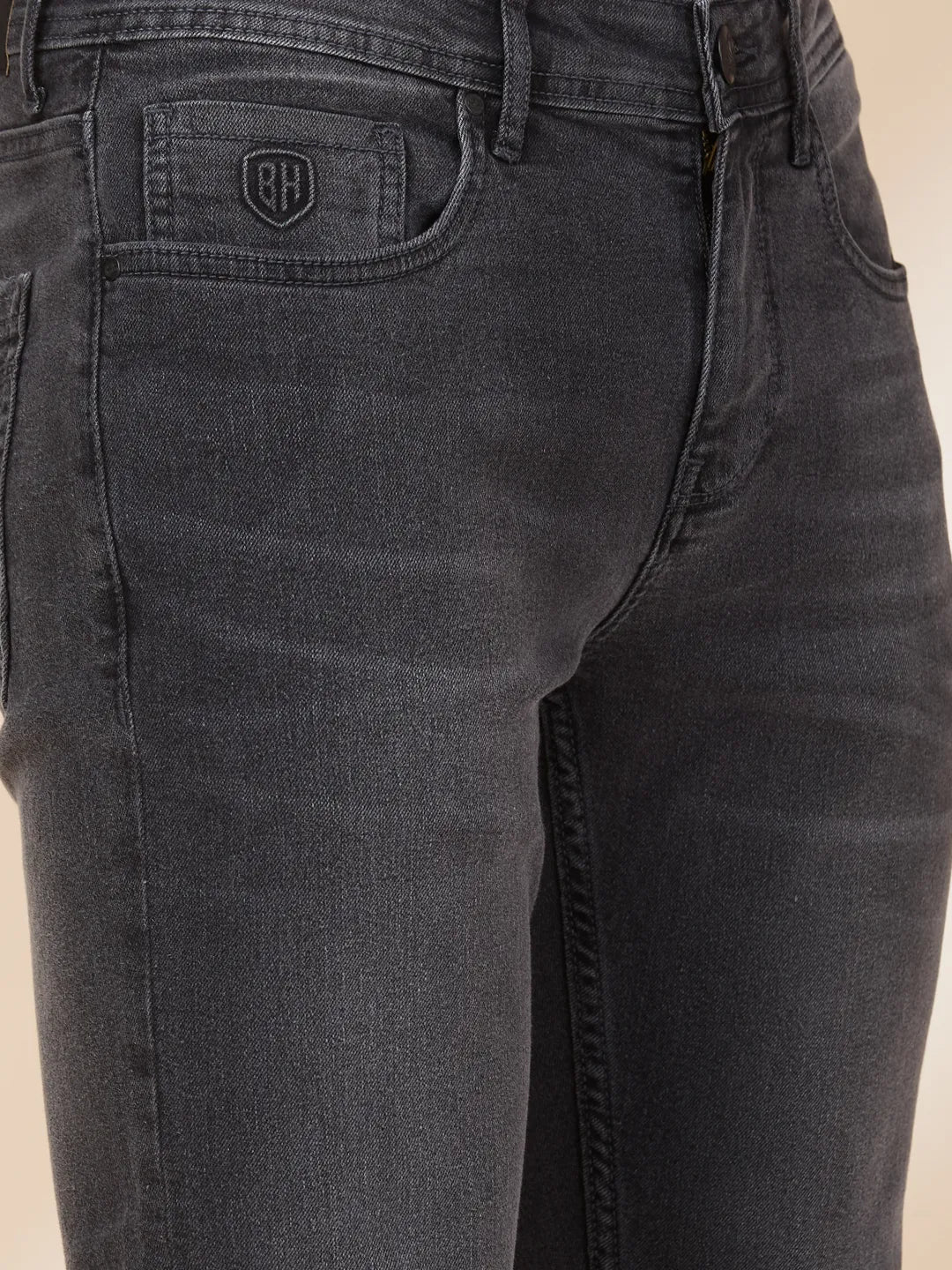 Grey Slim Fit Denims For Men By Being Human Clothing - Image 5