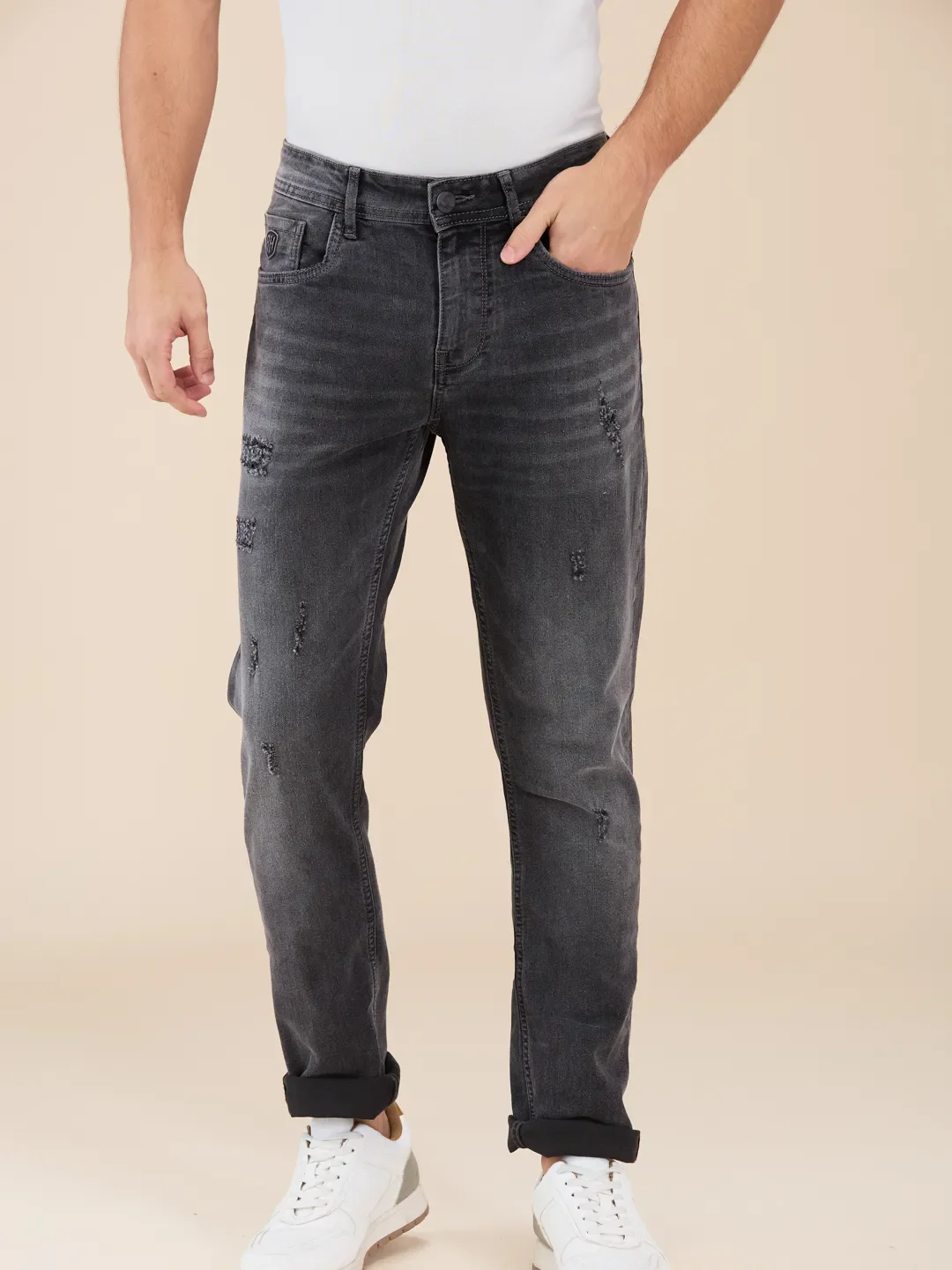 Grey Slim Fit Men's Denims by Being Human Clothing